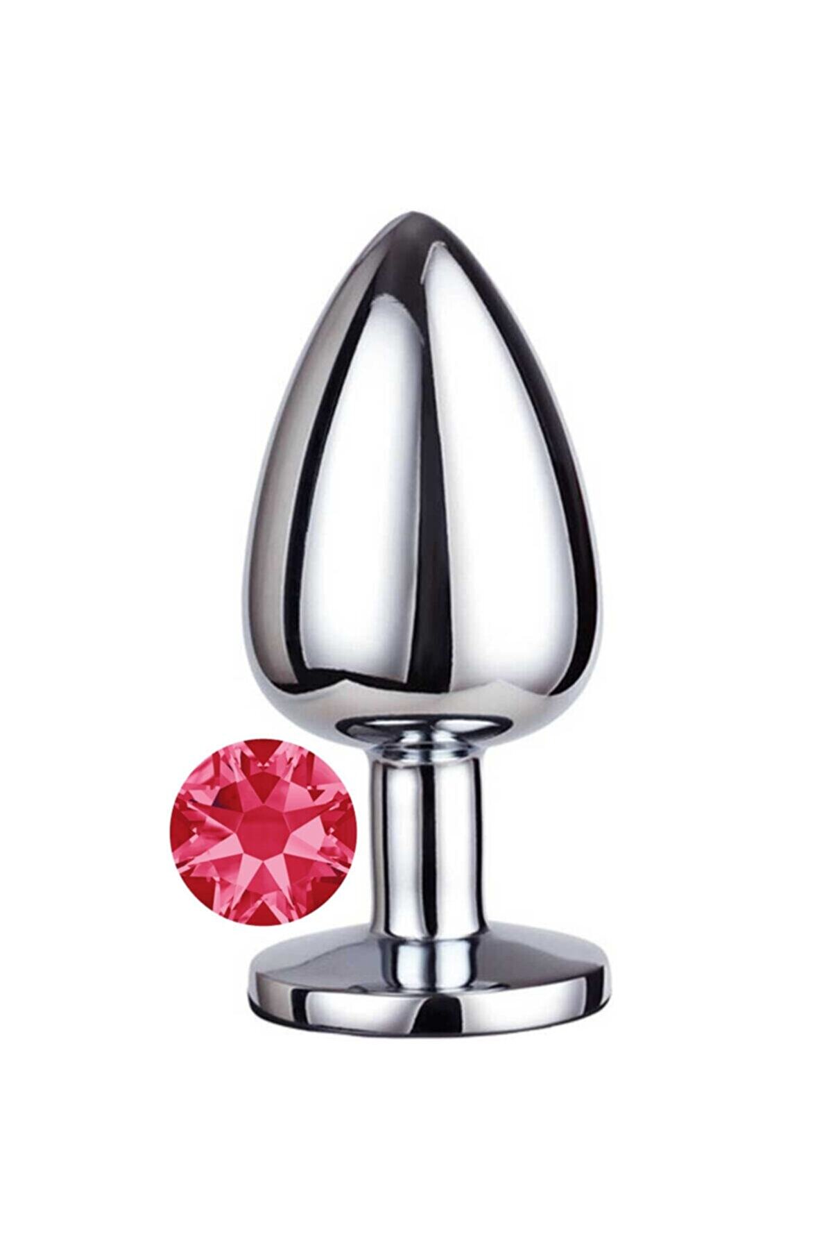 Erox Luxury Si̇lver Pembe Taşlı Orta Boy Metal Anal Plug