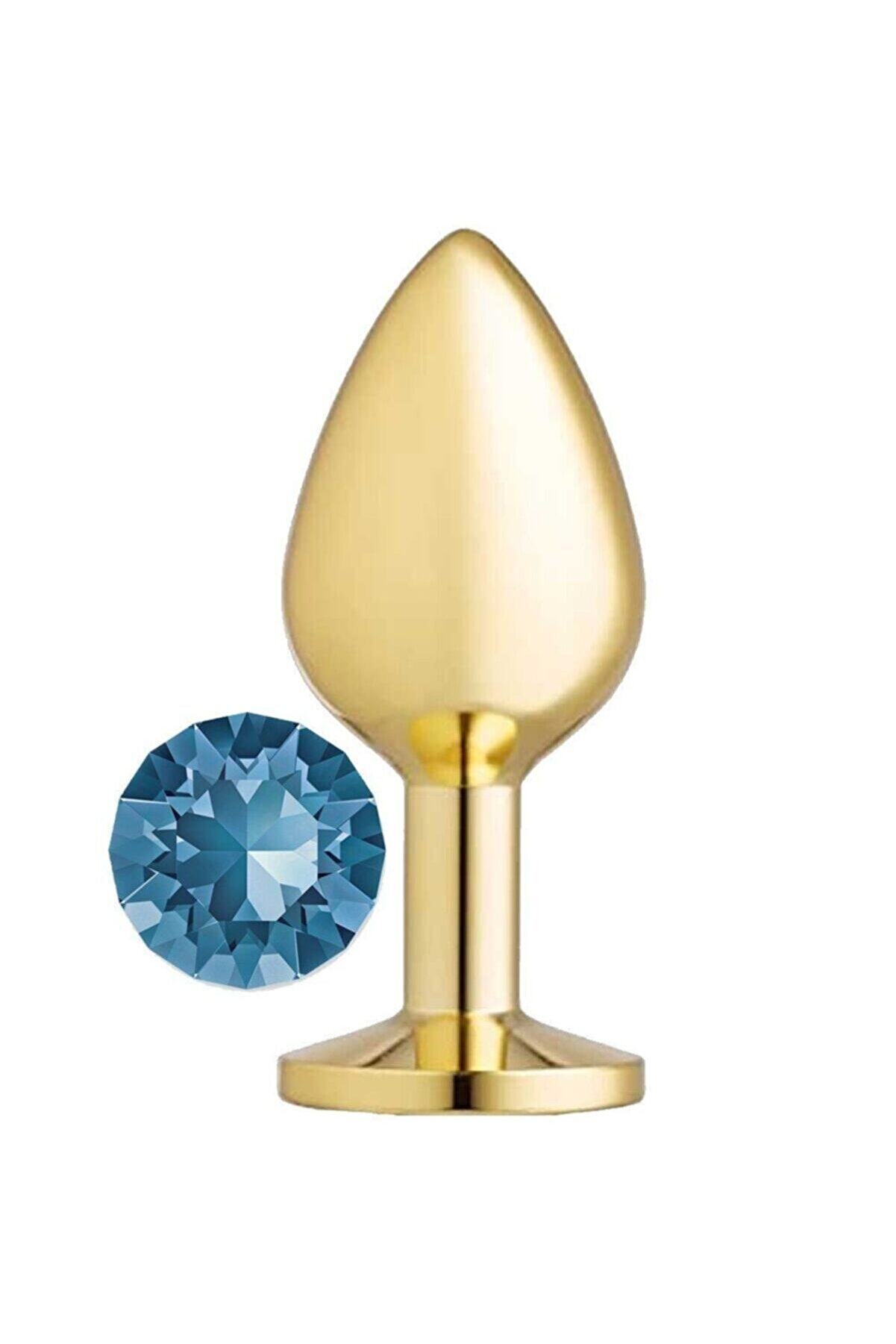 Meyrabest Large Gold Anal Play Blue Jewellery Anal Metal Plug