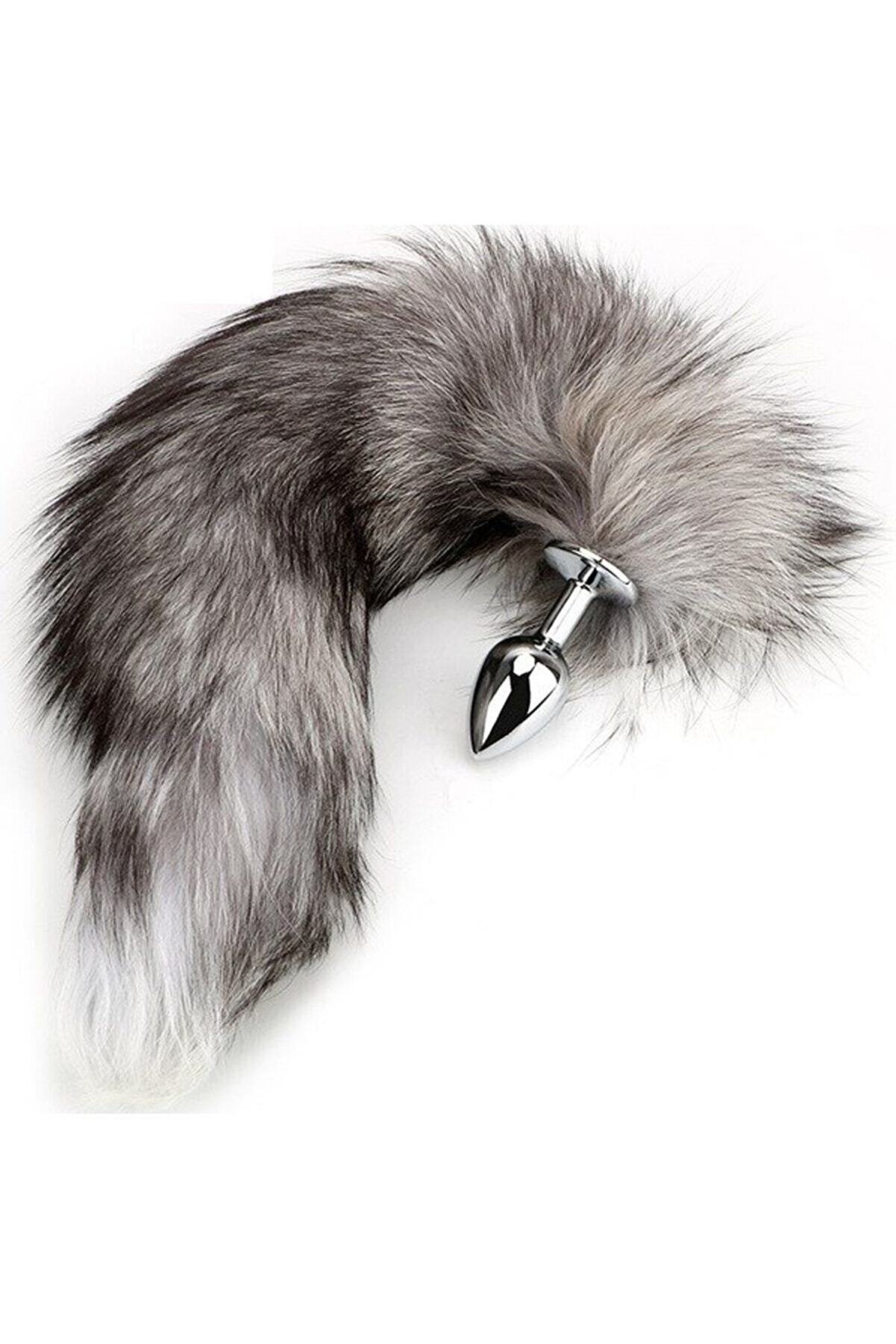 Meyrabest Love K&uuml;l Gri̇ Ti̇lki̇ Kuyruklu Metal Anal Plug