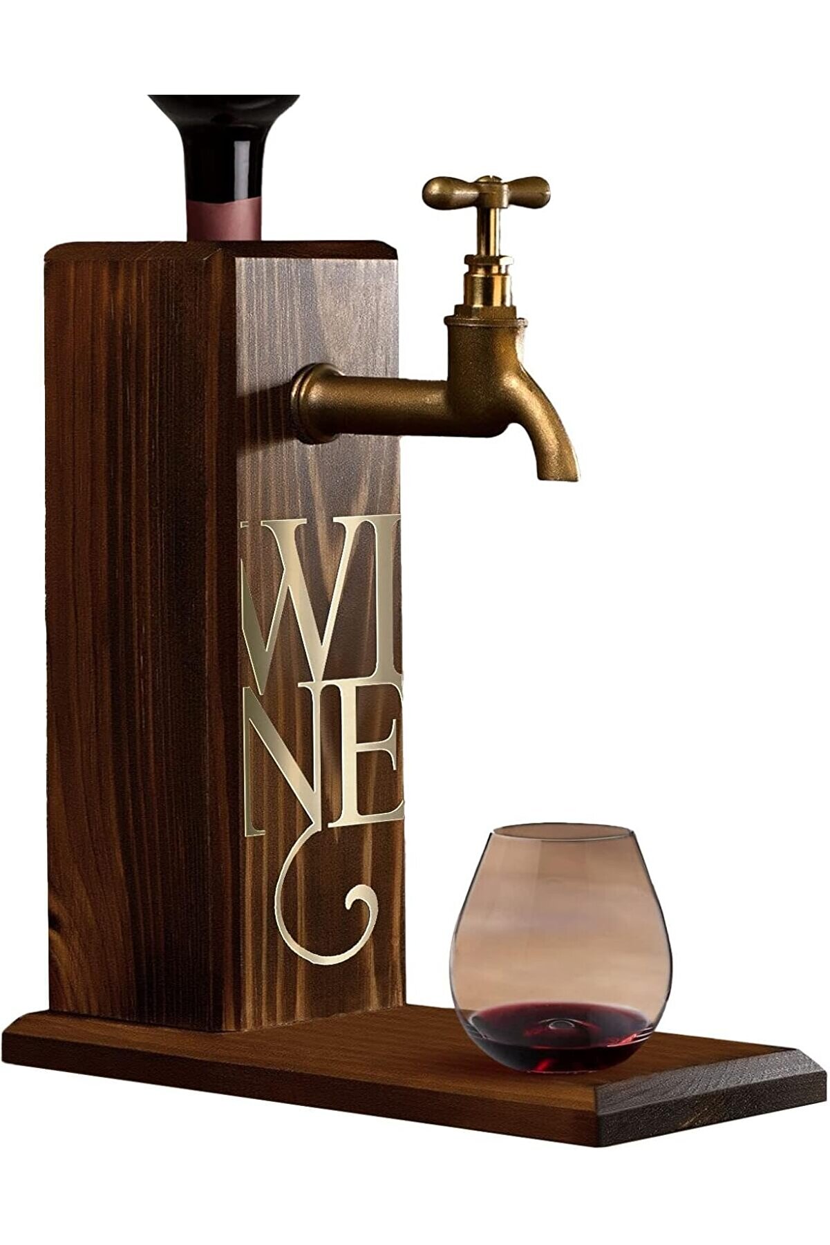 STOREMAX modaflick Özel Şarap Baskılı Musluklu Ahşap İçki, İçki Çeşmesi, Doğum Günü Hediyesi, Ev Hediyesi, İç