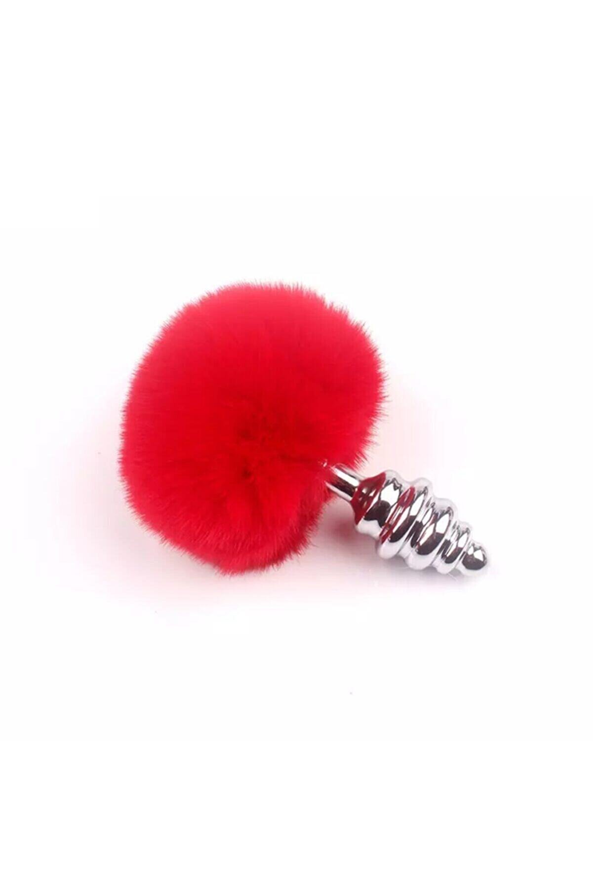 Meyrabest Rabbi̇t Tai̇l Red Boğumlu Metal Anal Plug