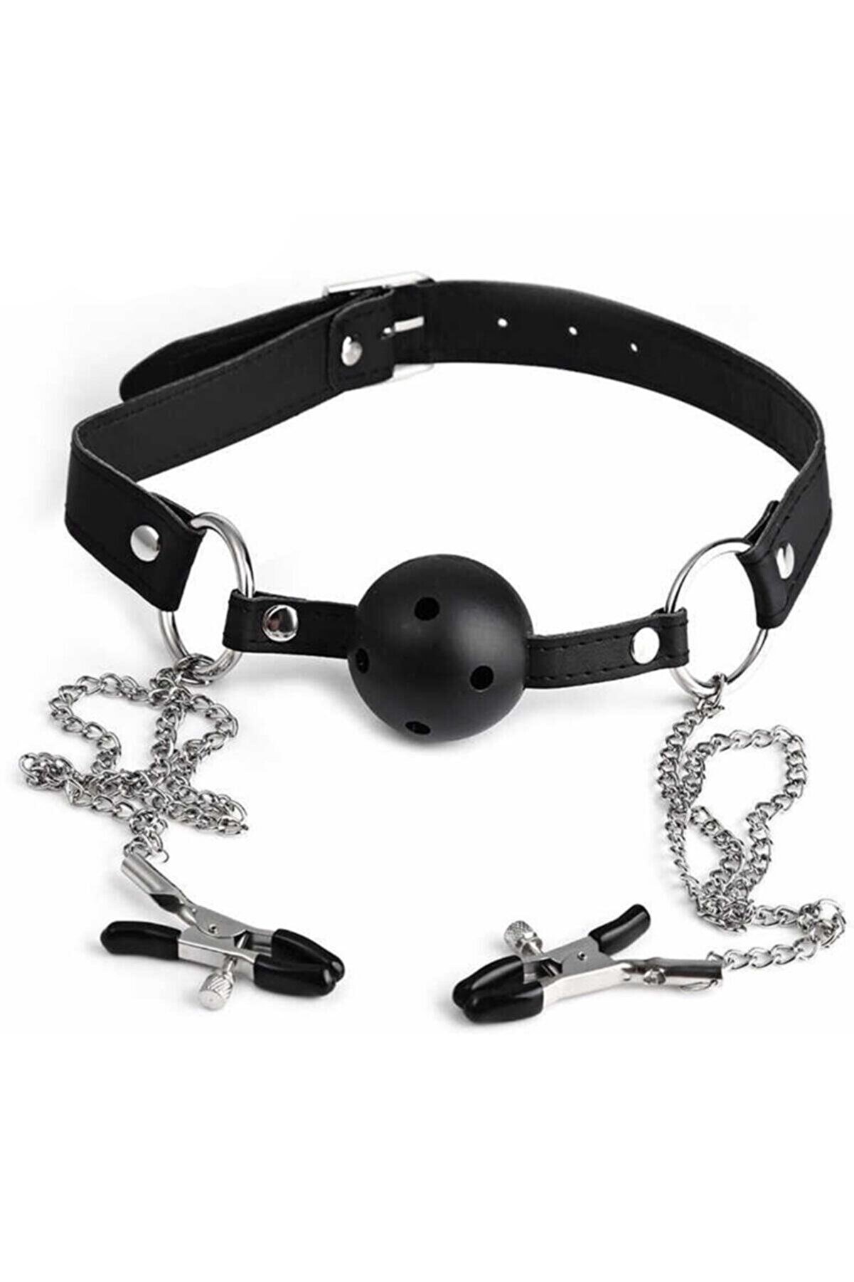 Erox Fantasy Gag Ball Breast Clamps Set