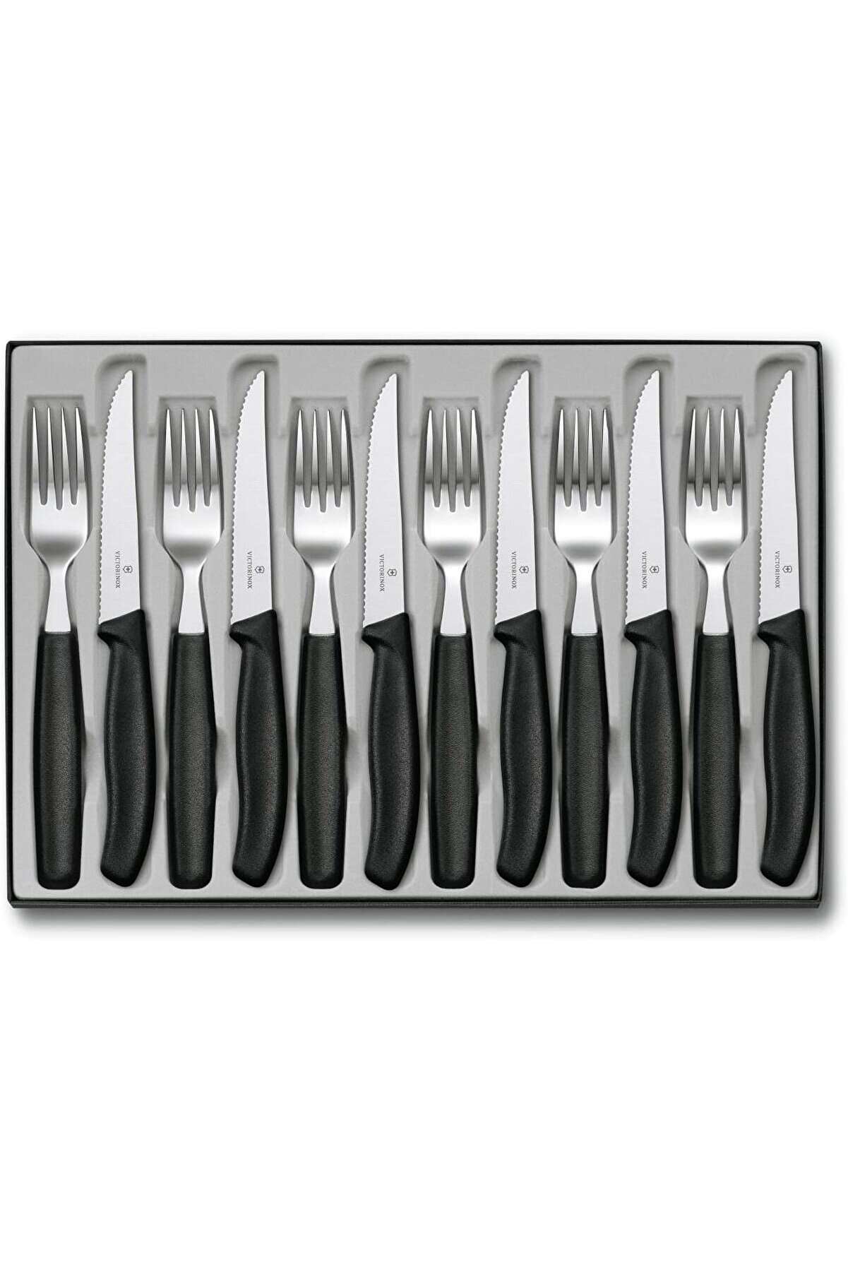STOREMAX flashtrend sofra çatal bıçak seti ile biftek bıçağı, plastik, siyah, 40 x 25 x 3 cm, 12-birim modaca