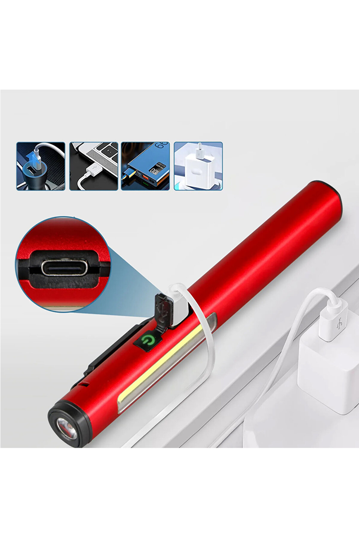 evimdeyokyok Şarjlı Mıknatıslı Çalışma Lambası Cep Feneri WT-307-S