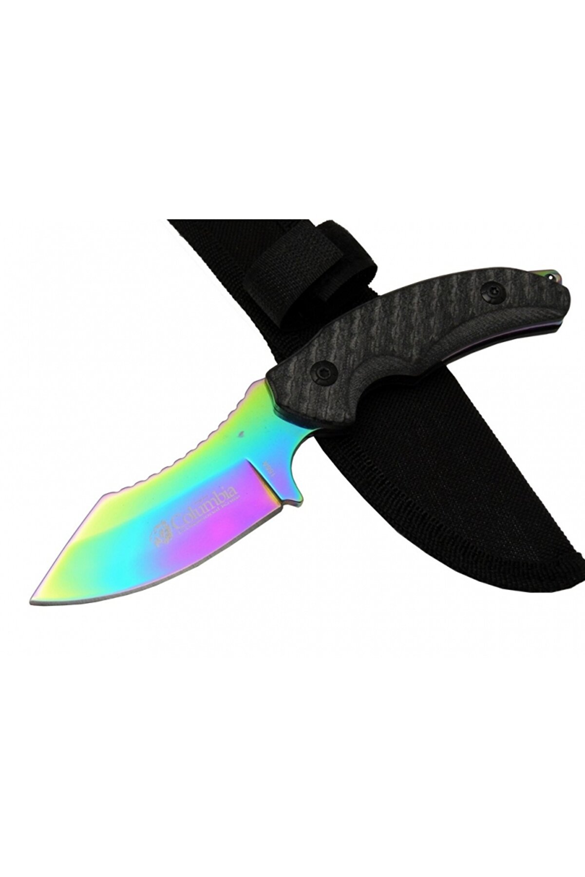 evimdeyokyok Columbia 156A Renkli Gökkuşağı Kamp Çakı Bıçağı 19 cm - Kılıflı TdrTR