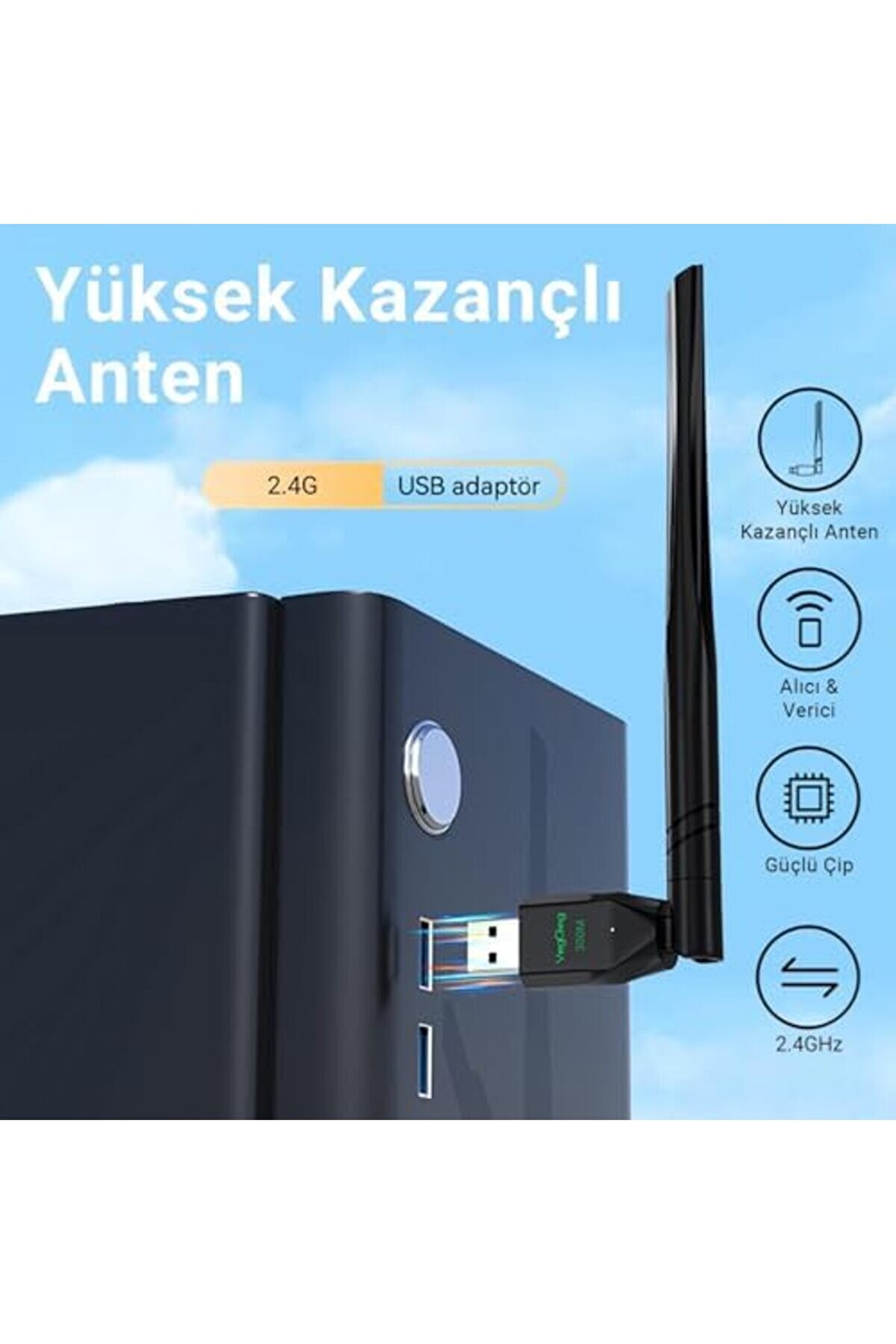 300 Mbps 2.4Ghz Alıcı Veri̇ci̇ Usb Wi̇fi̇ Adaptör