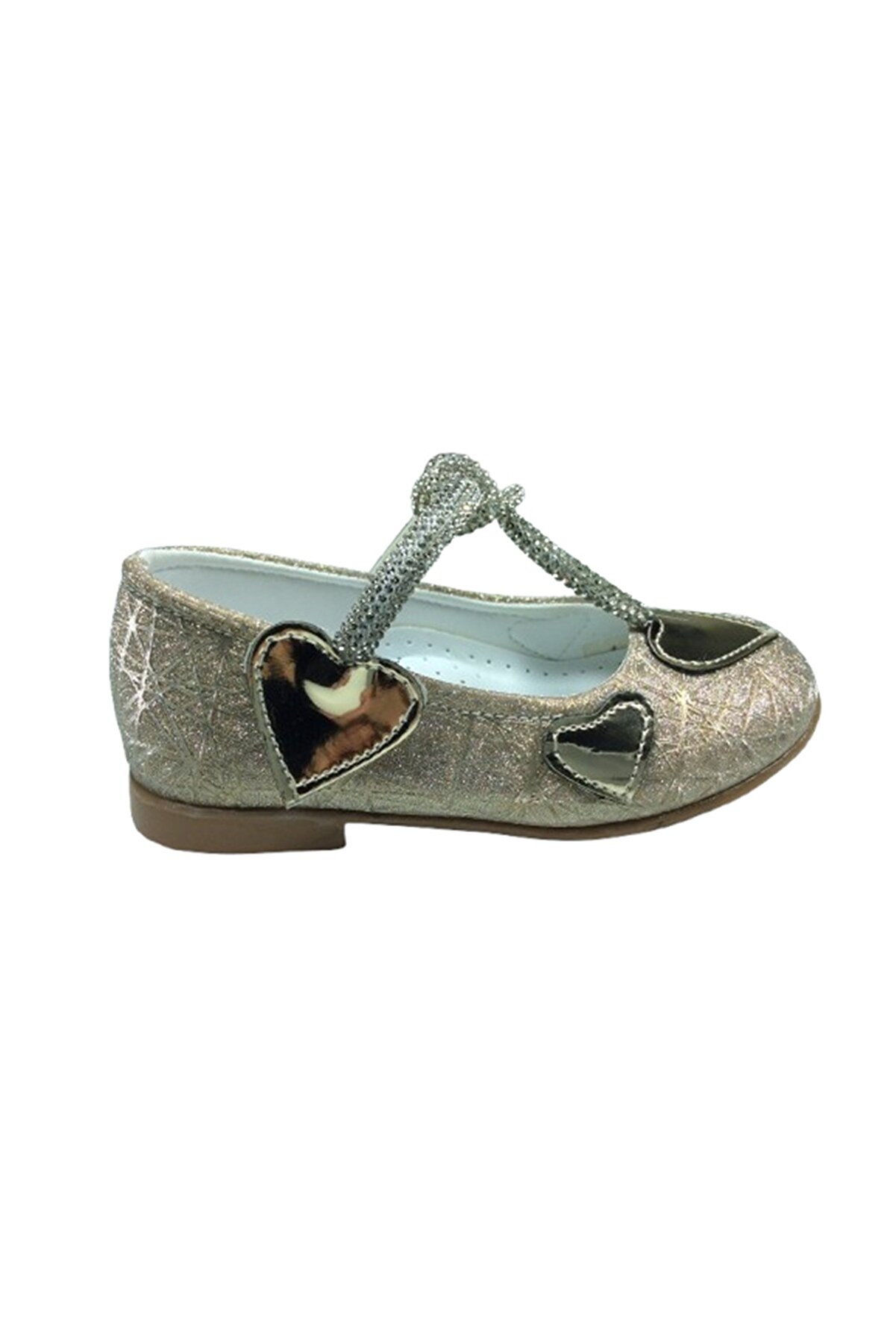 1010 Ort Emt Bebe Dore Altın Parlak Babet Taşlı Kız Çocuk Abi̇ye Ayakkabı Düğün