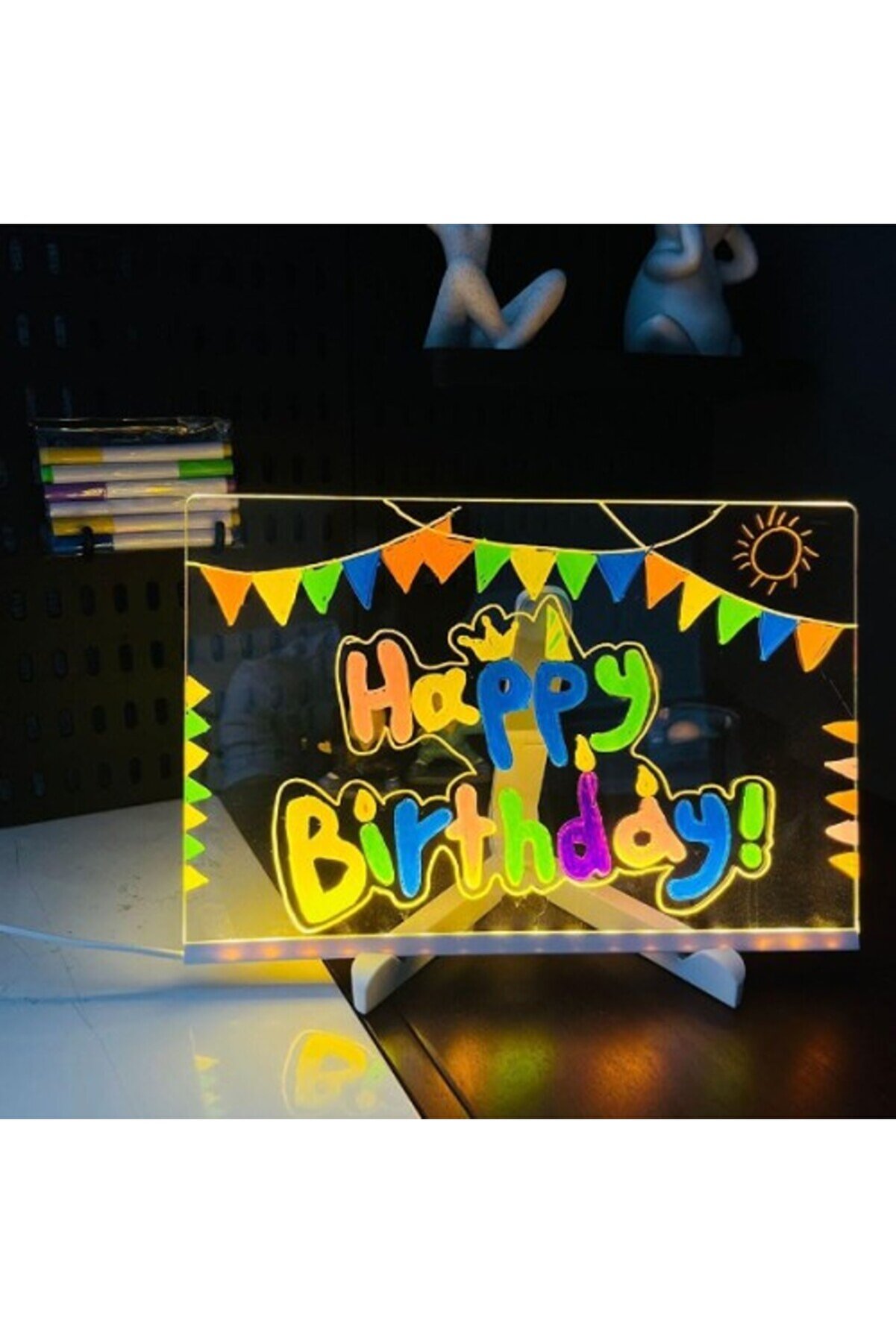 Led Aydınlatmalı Yazı Ve Çi̇zi̇m Tahtası - Küçük Boy 20X20 Cm