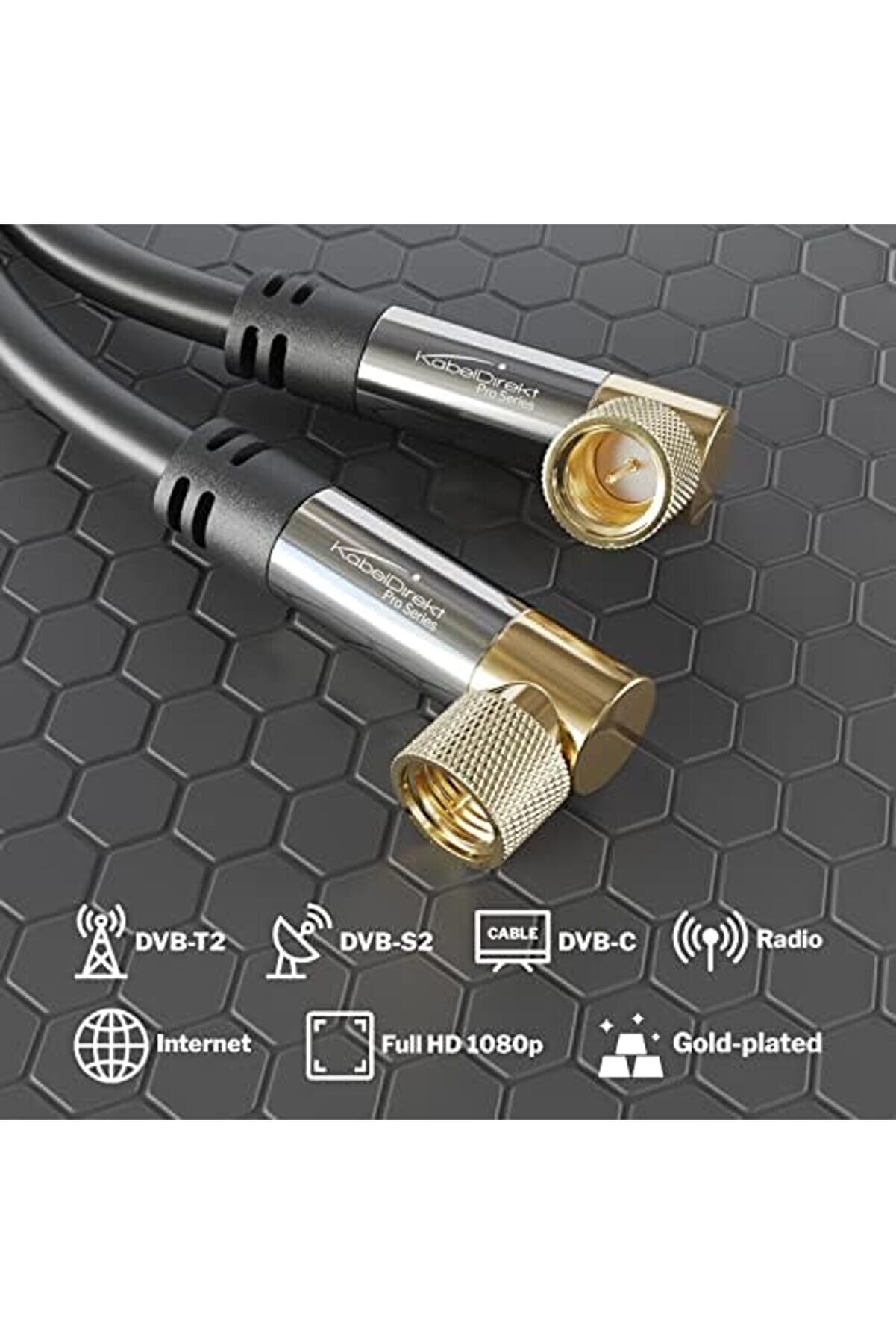 – Sat/Anten Kabluso, Koaksi̇yel Kablolar – 90° Açılı – 2M – 4K Tv Uydu Kablosu, F Konnekt