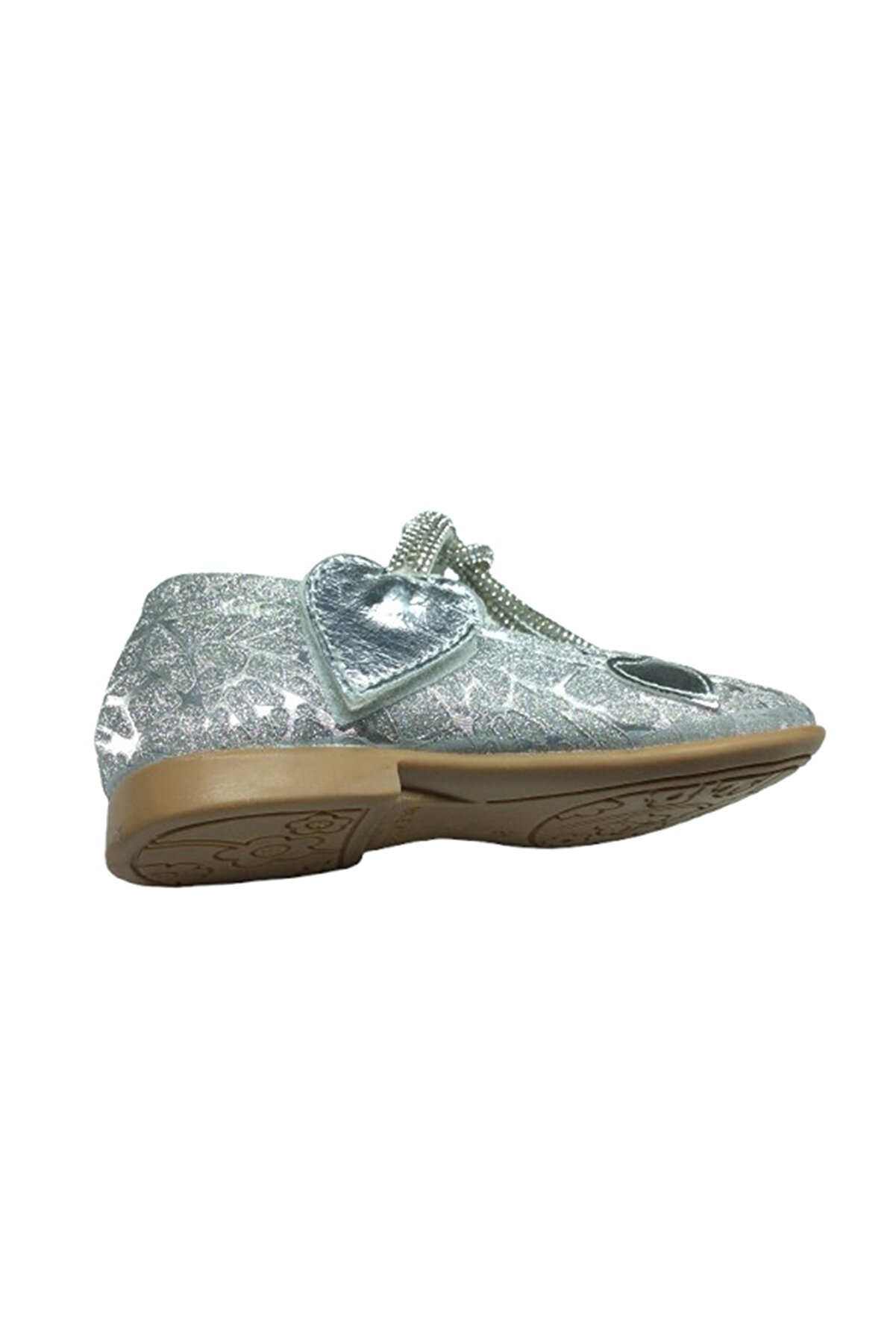 1010 Ort Emt Bebe Gümüş Parlak Babet Taşlı Kız Çocuk Abi̇ye Ayakkabı Düğün