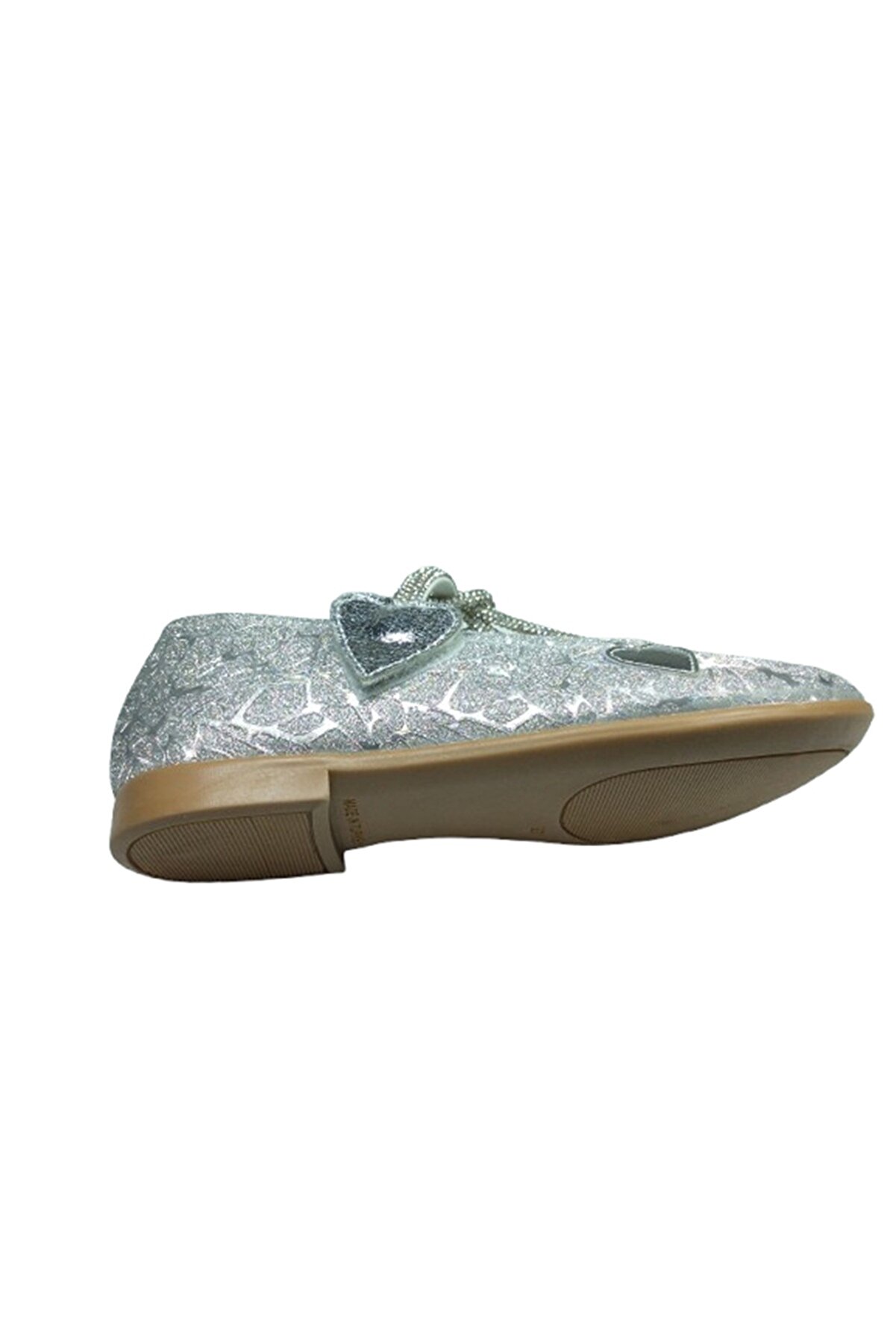 1010 Ort Emt Pati̇k Gümüş Parlak Babet Taşlı Kız Çocuk Abi̇ye Ayakkabı Düğün