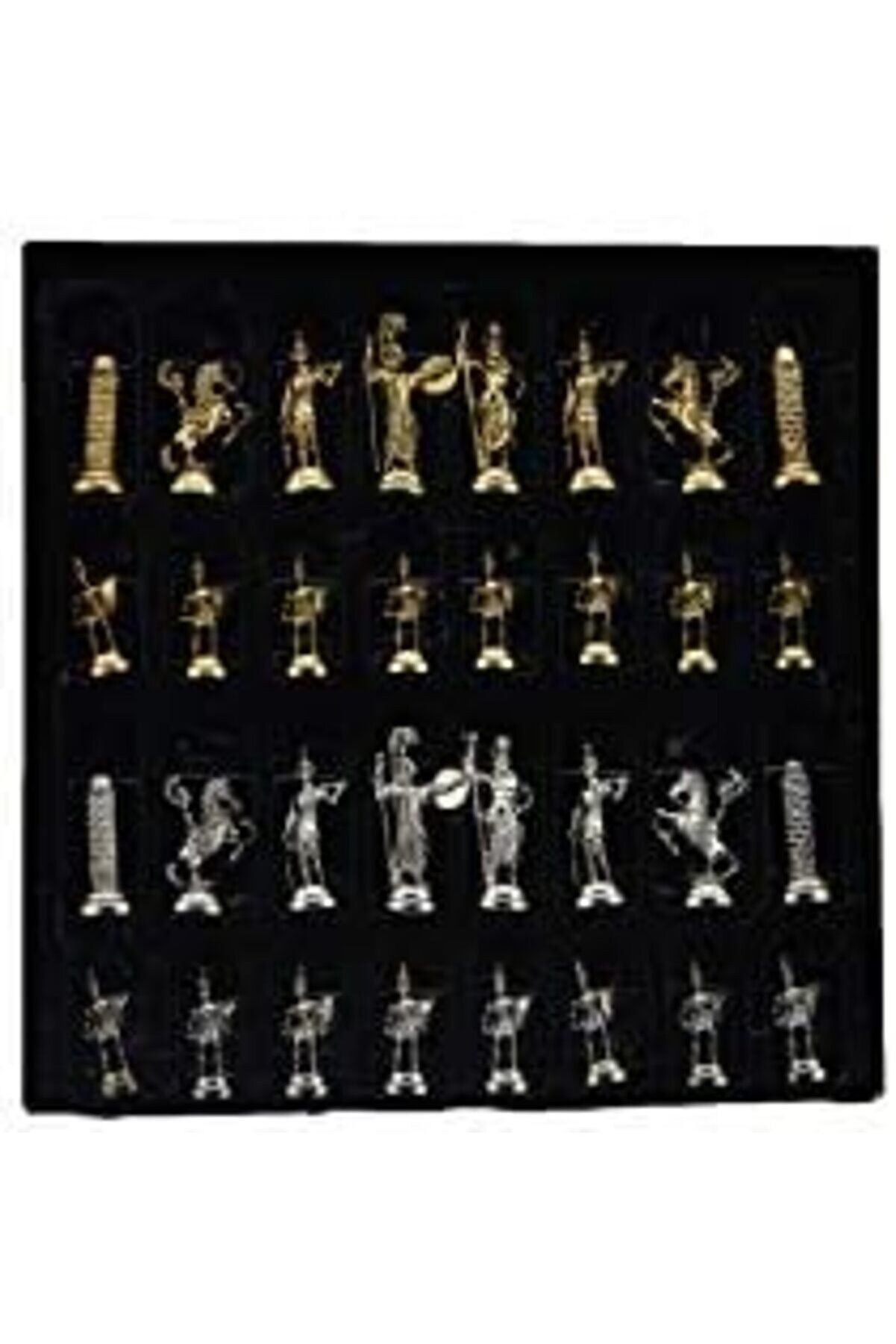 Jptrshop Orta Boy Metal Yunan Satranç Takımı Parlak Ve Mermer Desenli̇ Sandıklı Mdf Tahtası (36