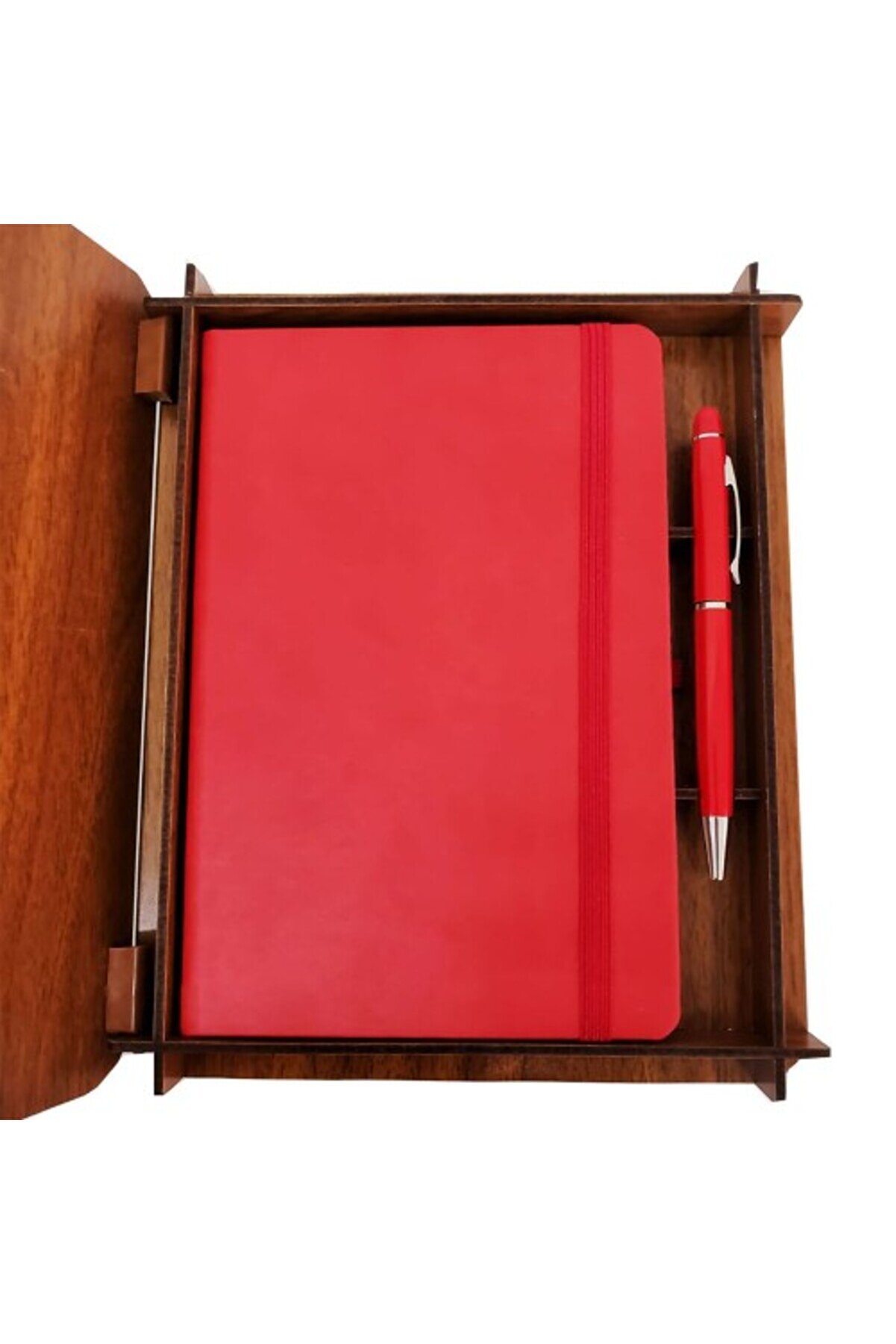 Dekorati̇f Hedi̇yeli̇k Ahşap Kutulu Defter Kalem