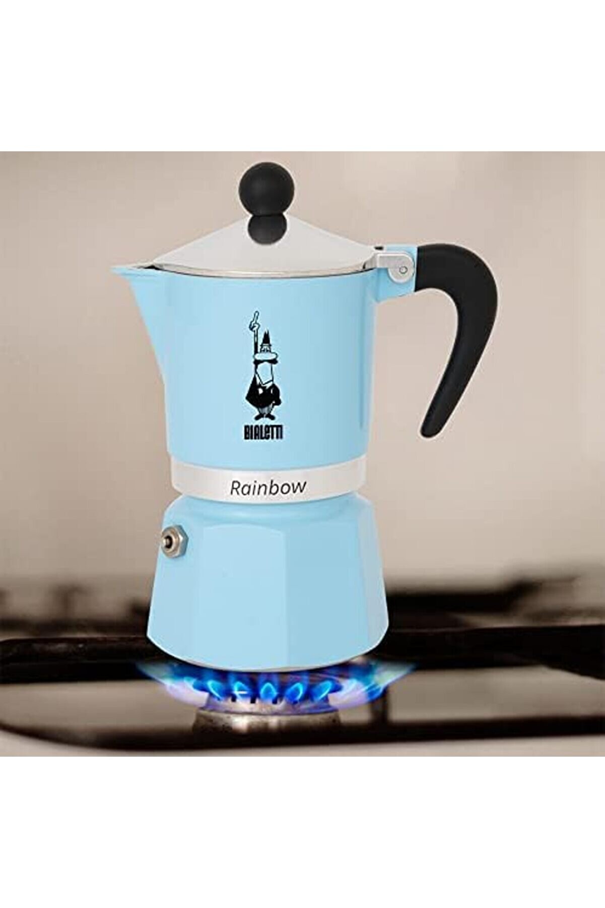 Ynsshopi̇ng - 3 Cups Ocak Üstü Espresso Pi̇şi̇ri̇ci̇ - 130Ml - Açık Mavi̇ Renk - Gövde - Patentli̇ Valfi̇ -