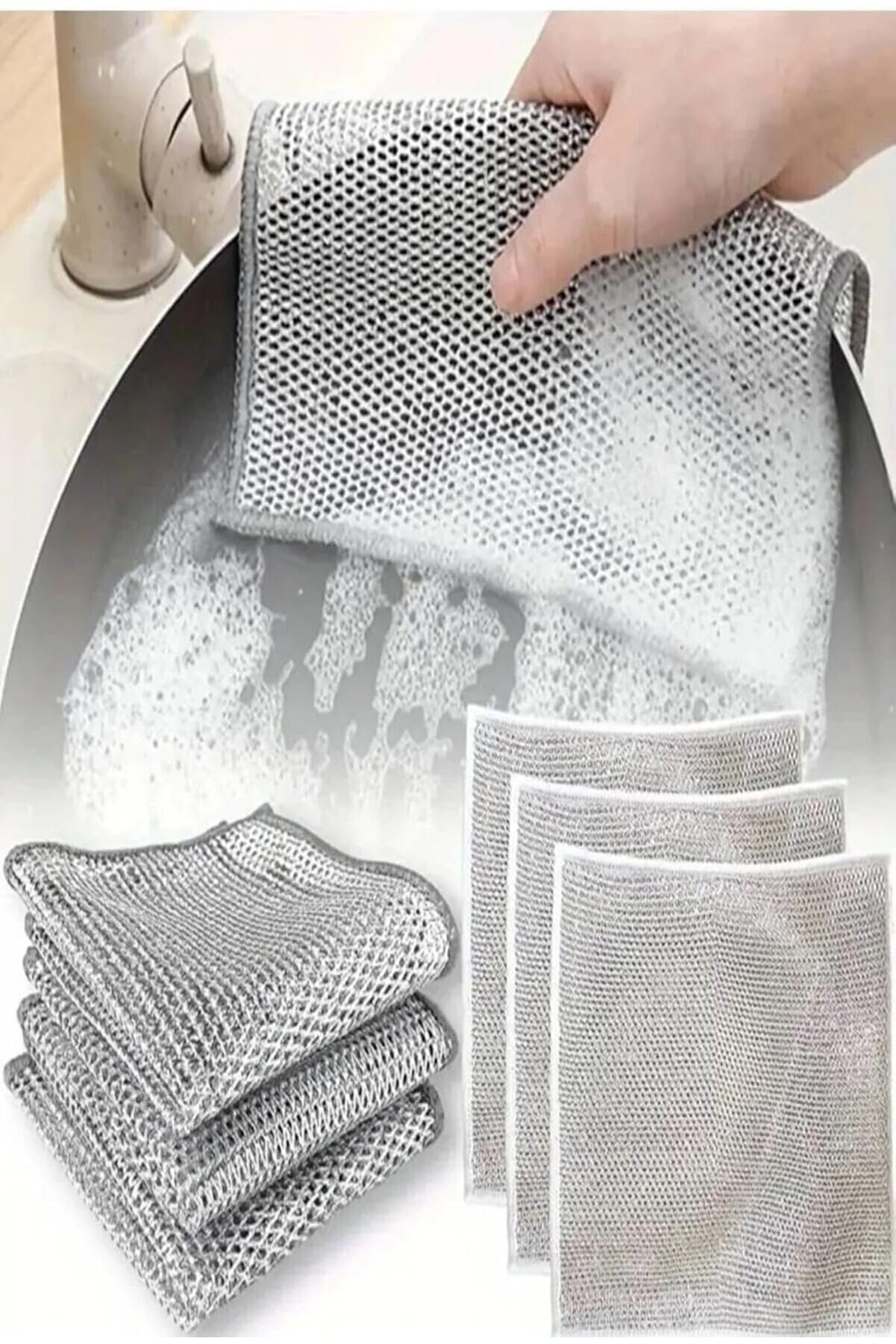 STOREMAX snShop Telli Bulaşık Bezi Ovma Teli ve &Ccedil;ok Ama&ccedil;lı Multi İnce Temizlik Fır&ccedil;ası 4 ADET 46743