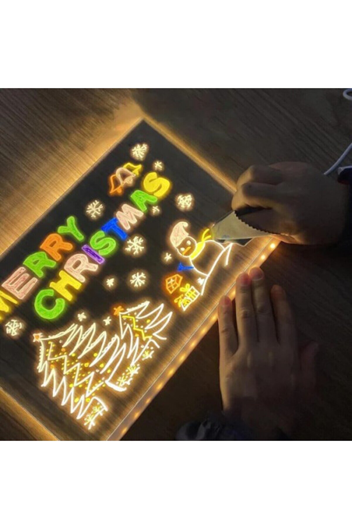 evimdeyokyok LED Aydınlatmalı Yazı ve Çizim Tahtası - Büyük Boy 30x20 cm