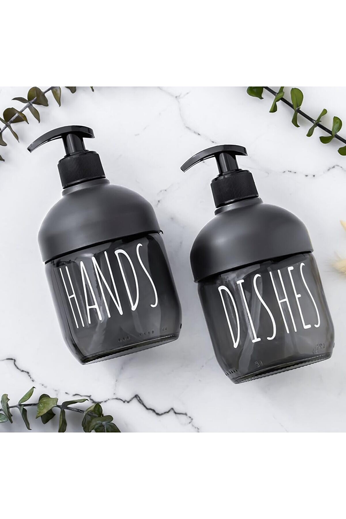 STOREMAX snShop C-527 2'li Cool Sıvı Sabunluk Seti - Mutfak-Banyo Tezgah Üstü Temizlik Seti - Antrasit Ca