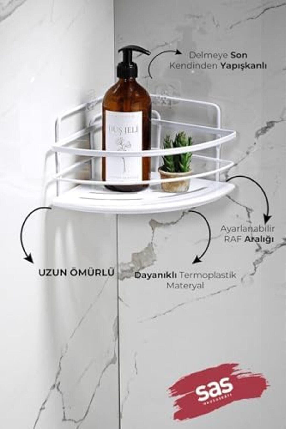 Ynsshopi̇ng Haus Yapışkanlı Ömür Boyu Paslanmaz Ayarlanabi̇li̇r Raf Düzenleyi̇ci̇ Şampuanlık 2 Adet Lk-01