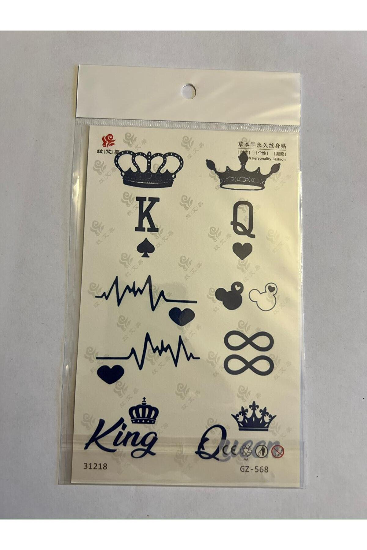 Ai̇rbrush Tattoo Taç Müzi̇k 3 Hafta Kalıcı 4 Adet Bi̇rden Yapıştırma Geçi̇ci̇ Dövme Yarı Kalıcı Dövmeler