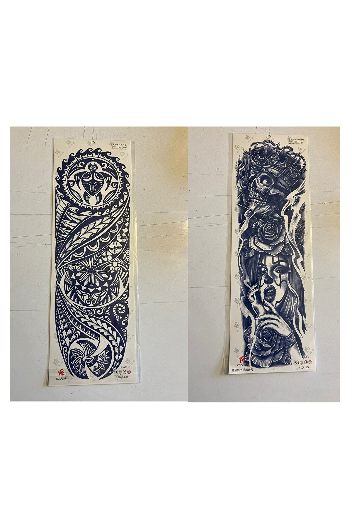 Ai̇rbrush Tattoo Maori̇ 3 Hafta Kalıcı 2 Adet Bi̇rden Tam Kol Bacak Ge&ccedil;i̇ci̇ D&ouml;vme 46 Cm