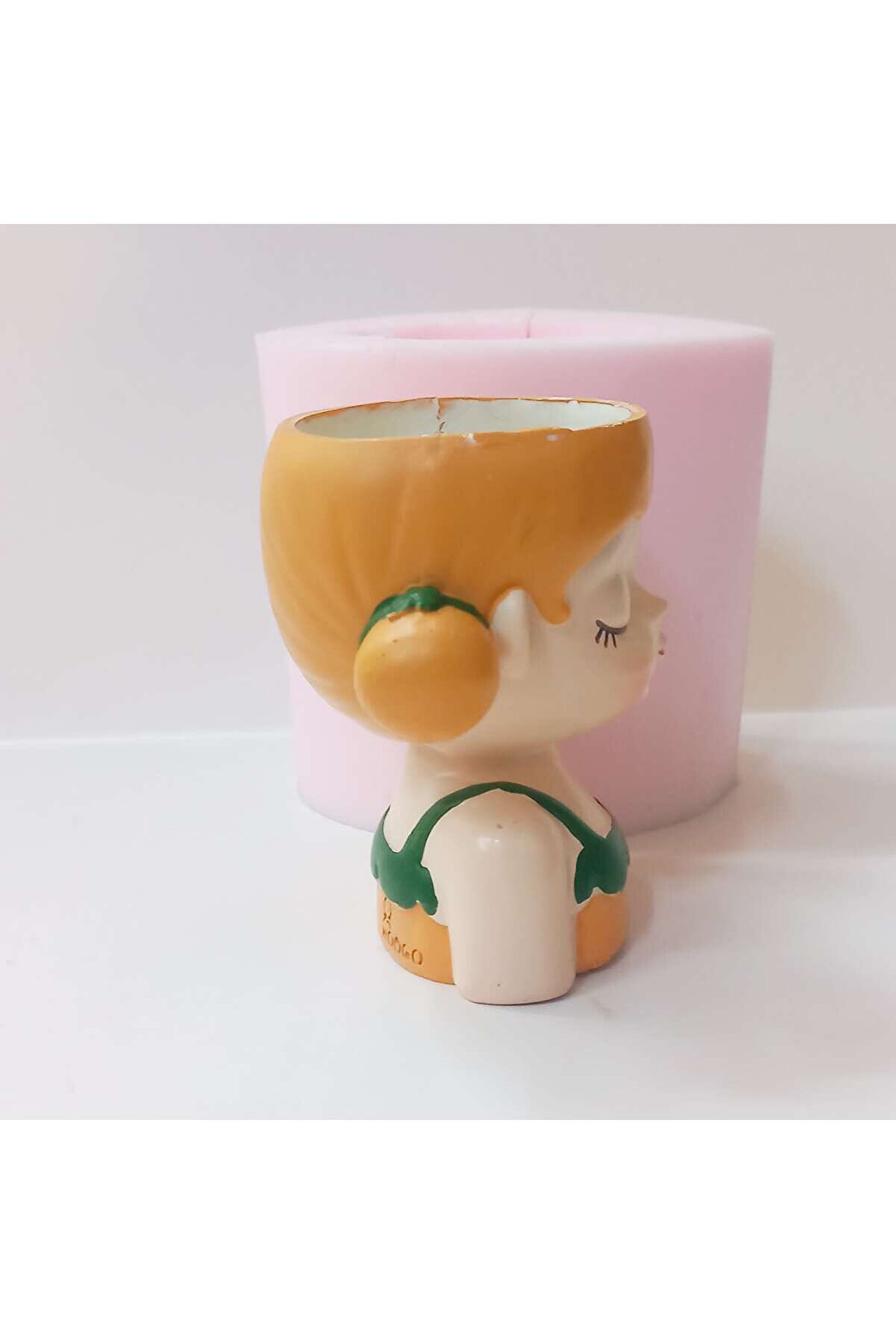 Kalıpcınızburada Portakallı Kız Saksı Si̇li̇kon Kalıp