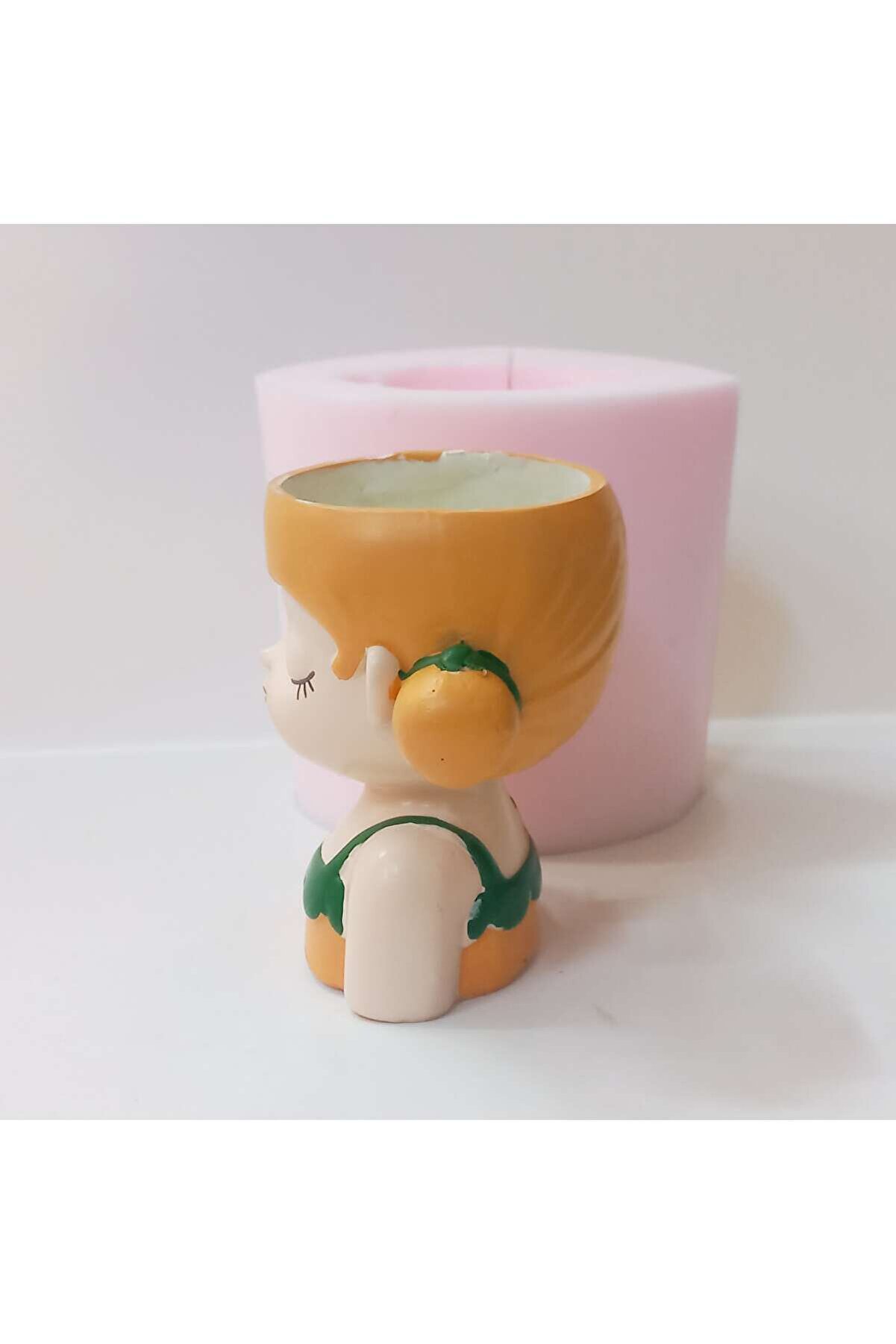 Kalıpcınızburada Portakallı Kız Saksı Si̇li̇kon Kalıp
