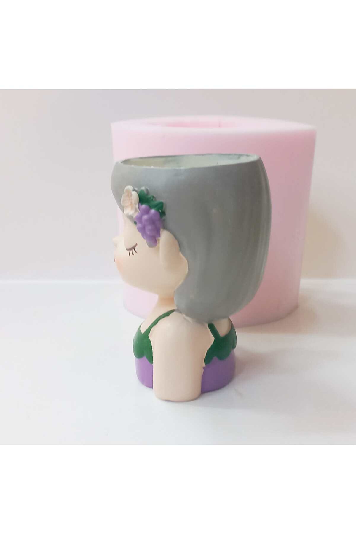 Kalıpcınızburada Üzümlü Kız Saksı Si̇li̇kon Kalıp - K7947