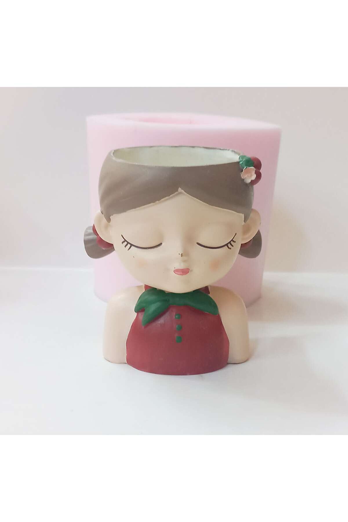 Kalıpcınızburada Ki̇razlı Kız Saksı Si̇li̇kon Kalıp - K7950