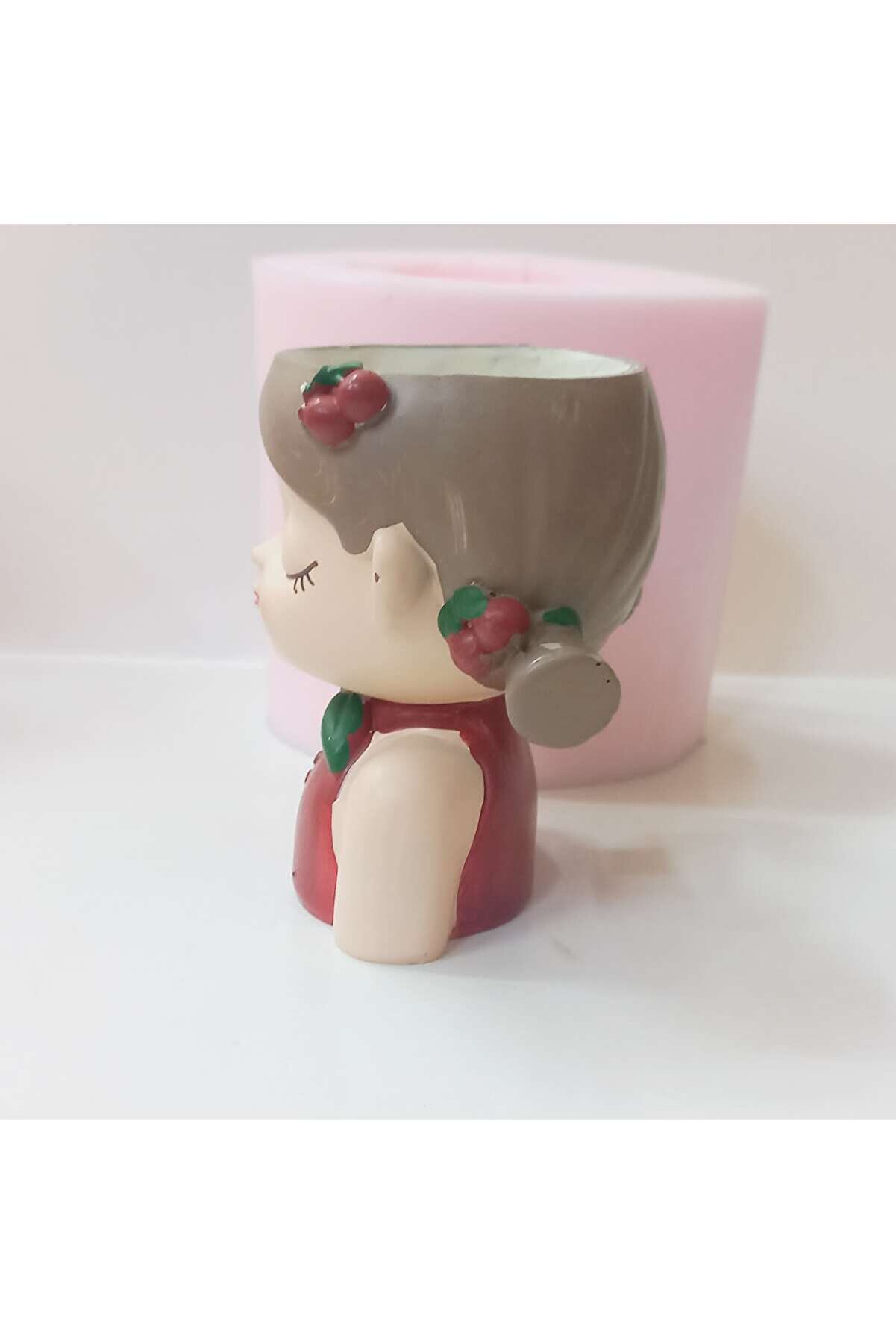 Kalıpcınızburada Ki̇razlı Kız Saksı Si̇li̇kon Kalıp - K7950