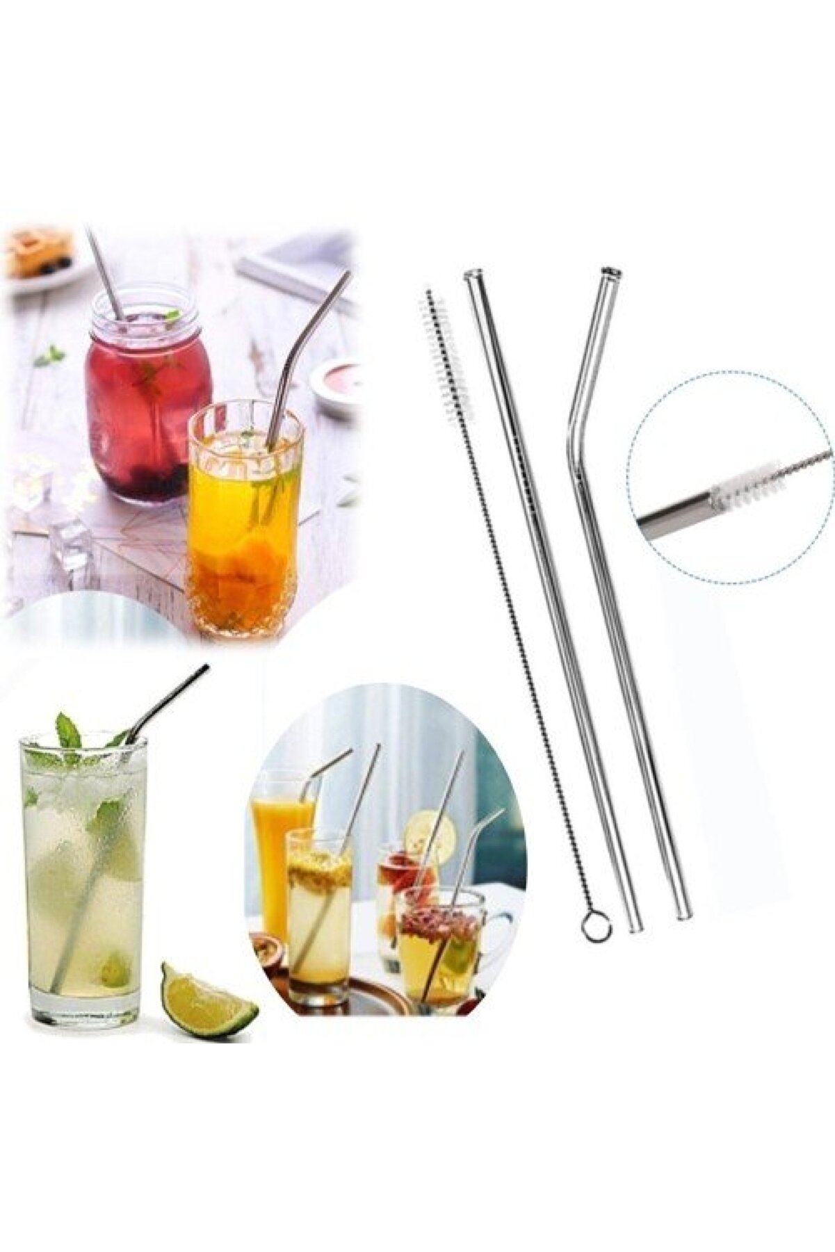 Ethab Ti̇caret 5 Par&ccedil;a Metal Pi̇pet - Paslanmaz &Ccedil;evre Dostu Metal Pi̇pet Fır&ccedil;a Seti̇