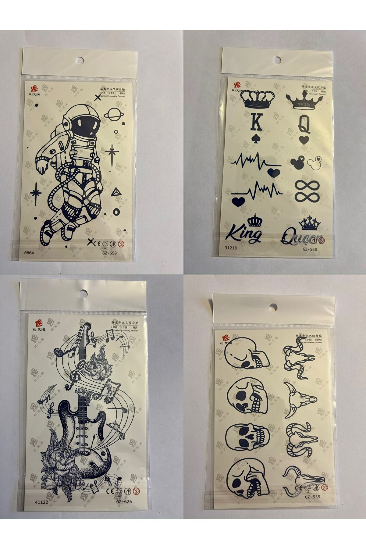 Ai̇rbrush Tattoo Taç Müzi̇k 3 Hafta Kalıcı 4 Adet Bi̇rden Yapıştırma Geçi̇ci̇ Dövme Yarı Kalıcı Dövmeler