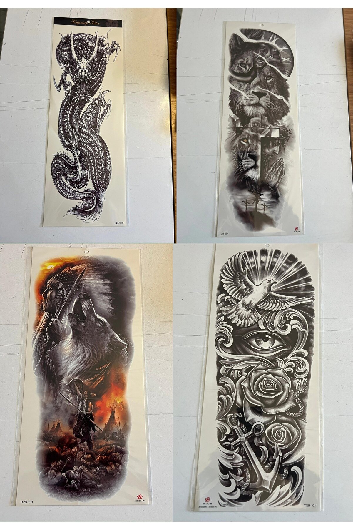 Ai̇rbrush Tattoo 1 Hafta Kalıcı 4 Adet Bi̇rden Tam Kol Bacak Kaplama 46 Cm Ge&ccedil;i̇ci̇ D&ouml;vme Seti̇