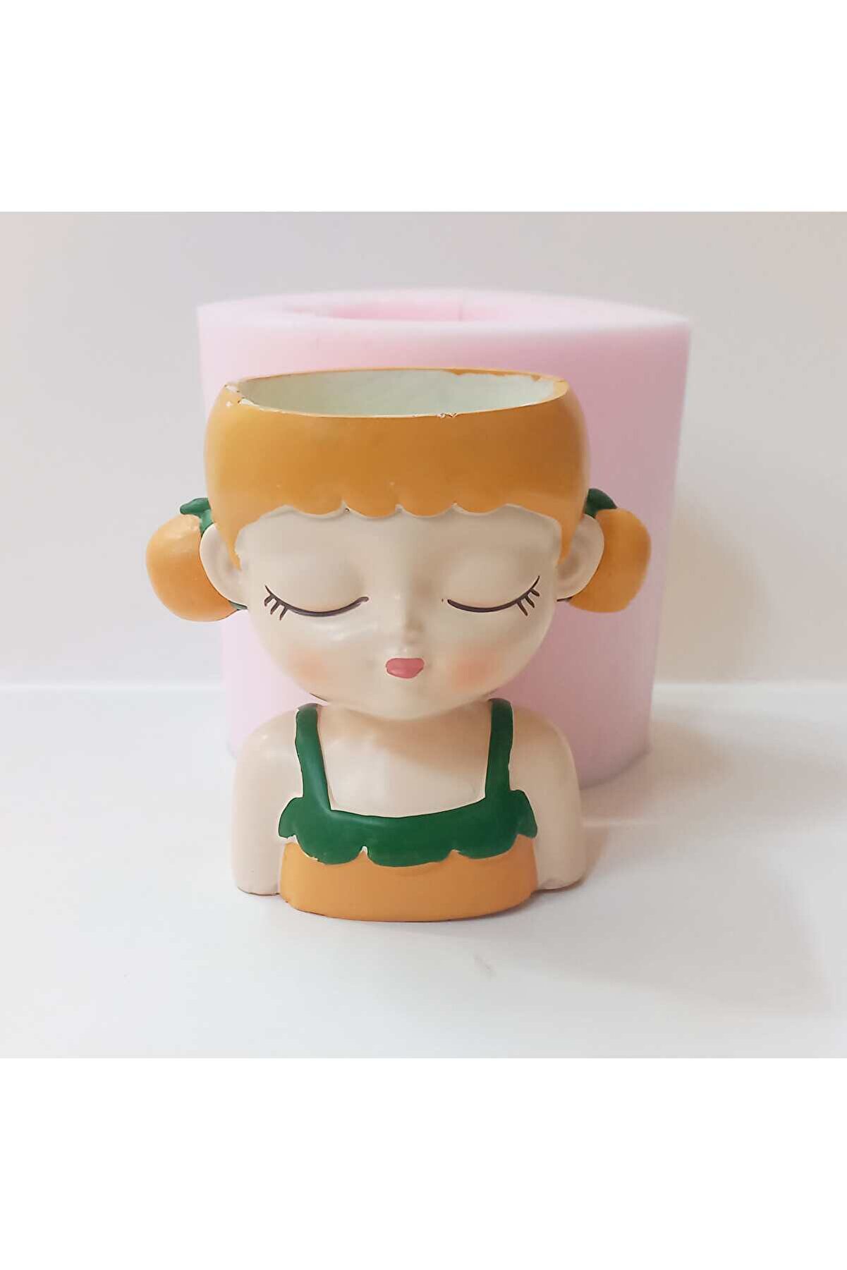 Kalıpcınızburada Portakallı Kız Saksı Si̇li̇kon Kalıp