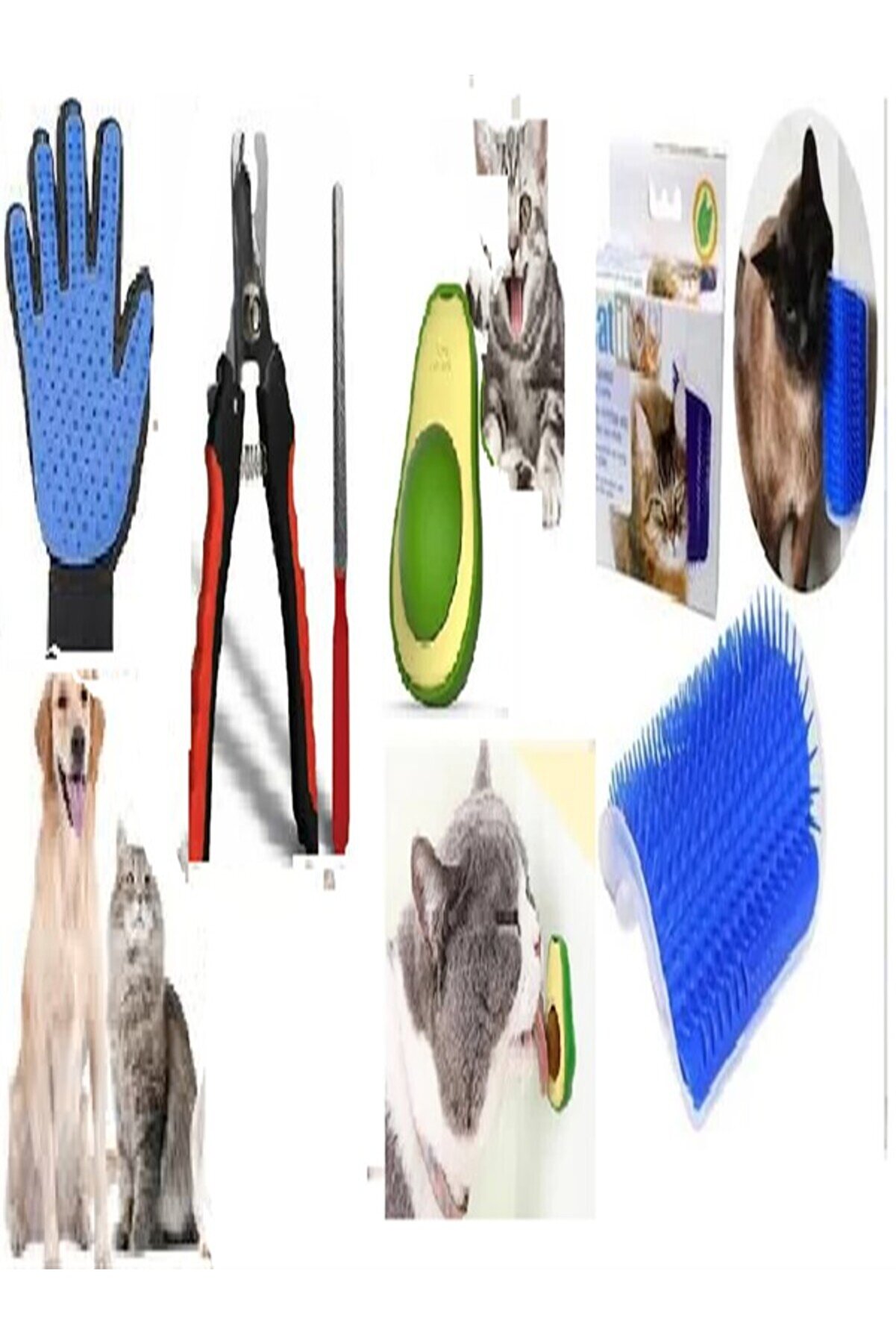 Cati̇t Kedi̇ Bakım Seti̇ (Avokado Kedi̇ Yalama Oyuncağı+Tırnak Makası+ T&uuml;y Toplama Eldi̇veni̇+ Kaşınma Aparatı)