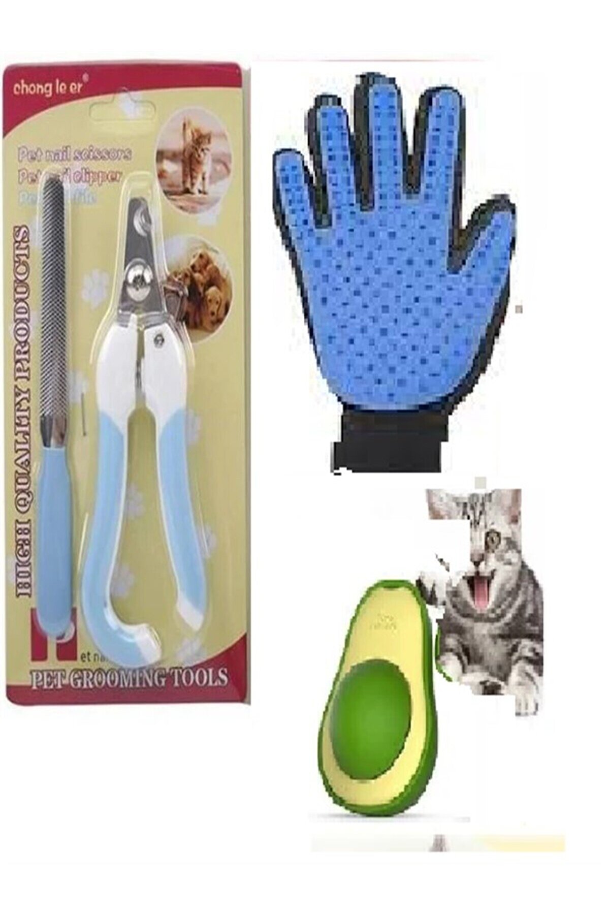 Cati̇t Kedi̇ler İ&ccedil;i̇n Tırnak Makası , T&uuml;y Toplama Eldi̇veni̇ Ve Avokado Catni̇p Kedi̇ Yalama Oyuncağı