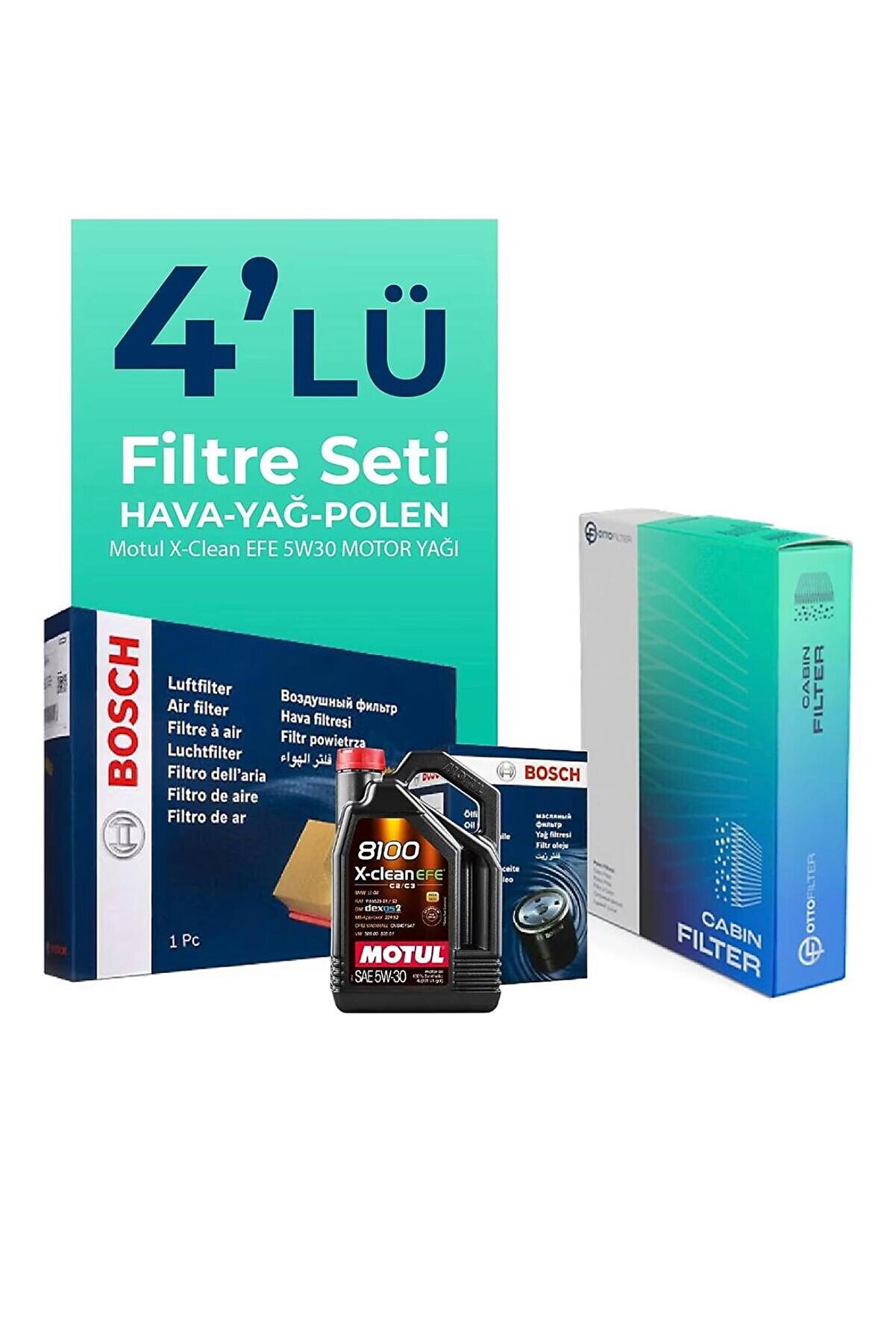 Bosch Skoda Karoq 1.5 TSi Filtre Bakım Seti Motul Motor Yağlı (2019-2024) 4 Lü