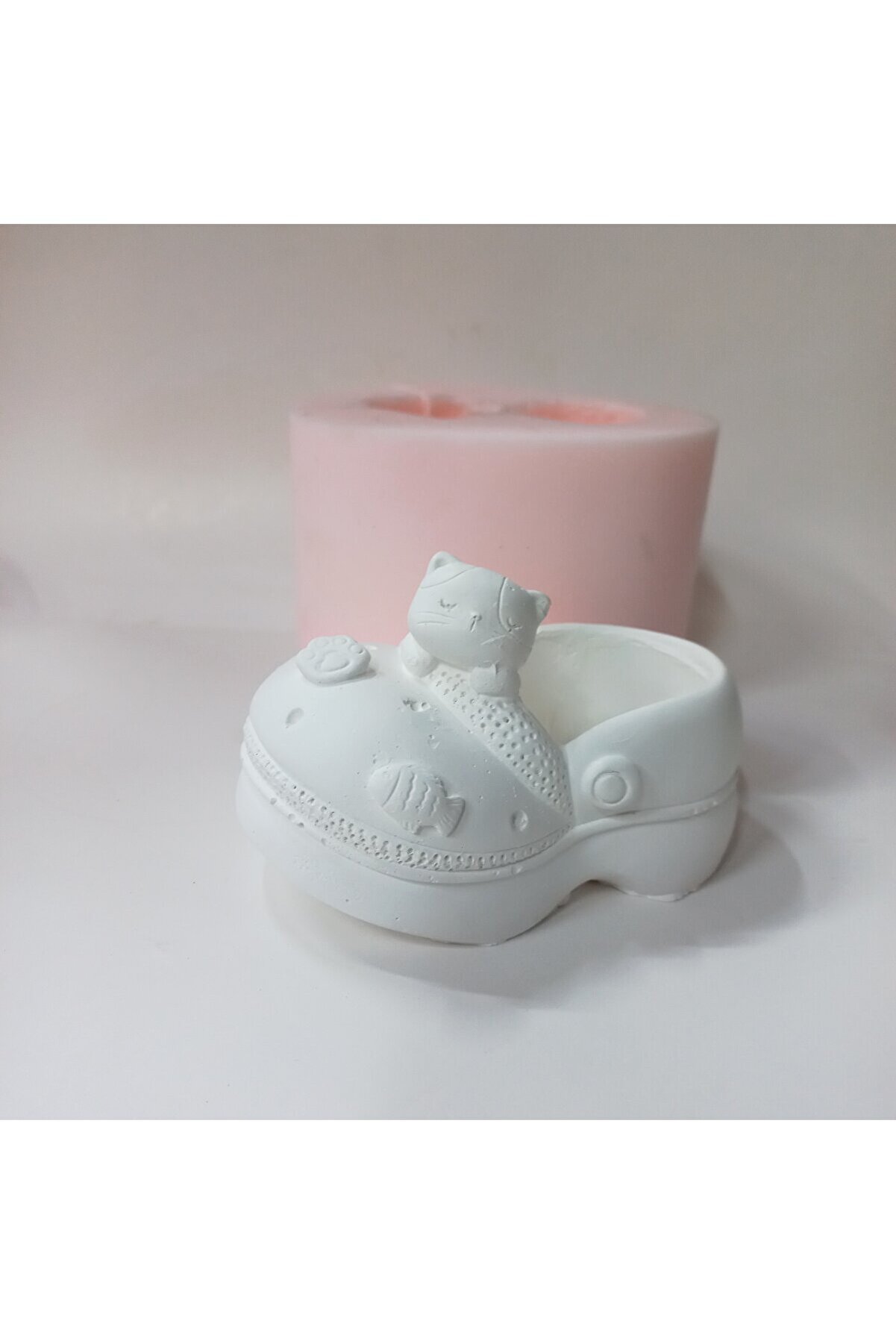 Kalıpcınızburada Kedi̇ Fi̇gürlü Terli̇k Saksı Si̇li̇kon Kalıp - K7534