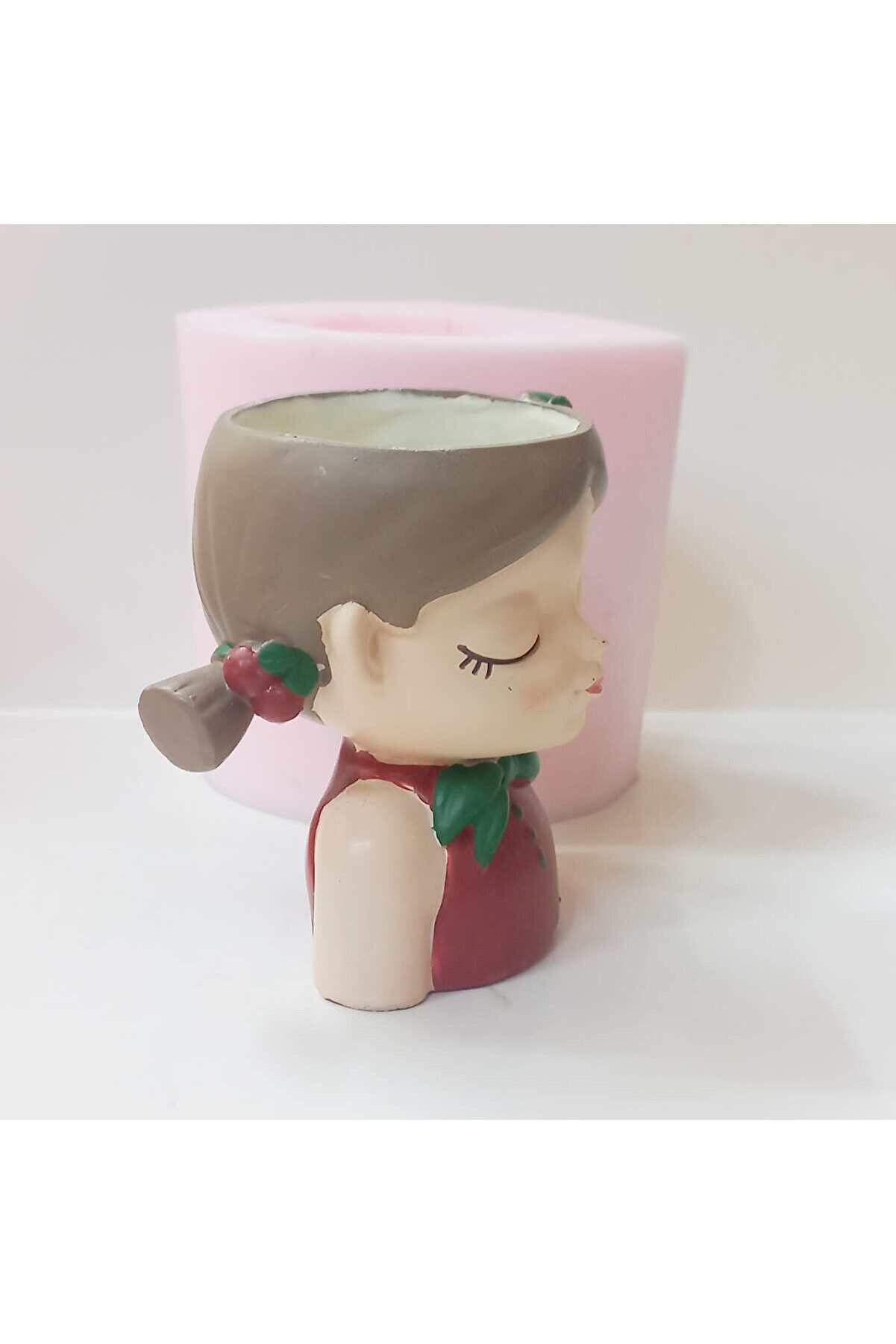 Kalıpcınızburada Ki̇razlı Kız Saksı Si̇li̇kon Kalıp - K7950