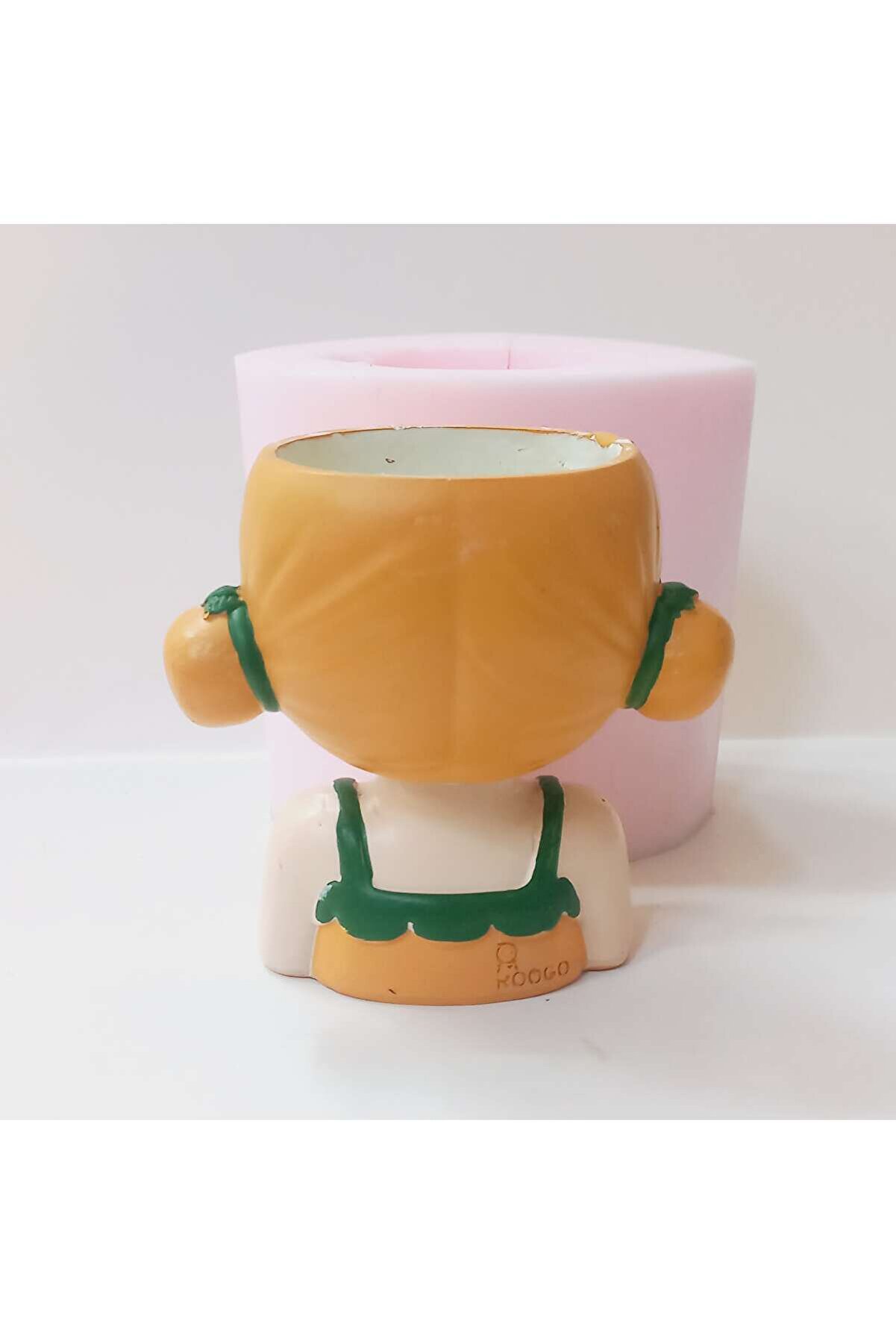 Kalıpcınızburada Portakallı Kız Saksı Si̇li̇kon Kalıp