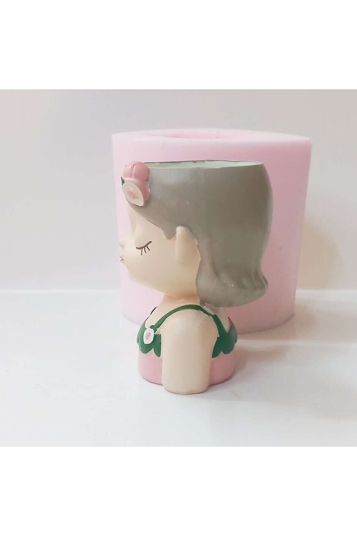 Kalıpcınızburada Kayısılı Kız Saksı Si̇li̇kon Kalıp