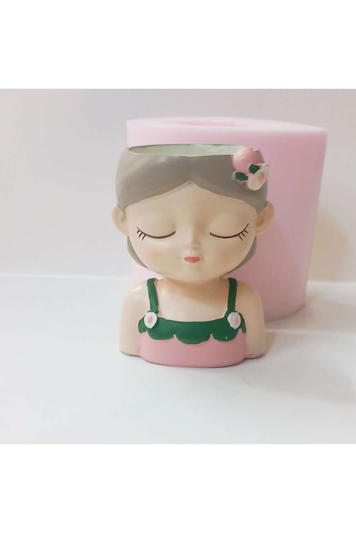 Kalıpcınızburada Kayısılı Kız Saksı Si̇li̇kon Kalıp