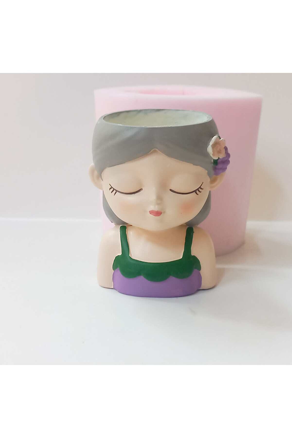 Kalıpcınızburada Üzümlü Kız Saksı Si̇li̇kon Kalıp - K7947