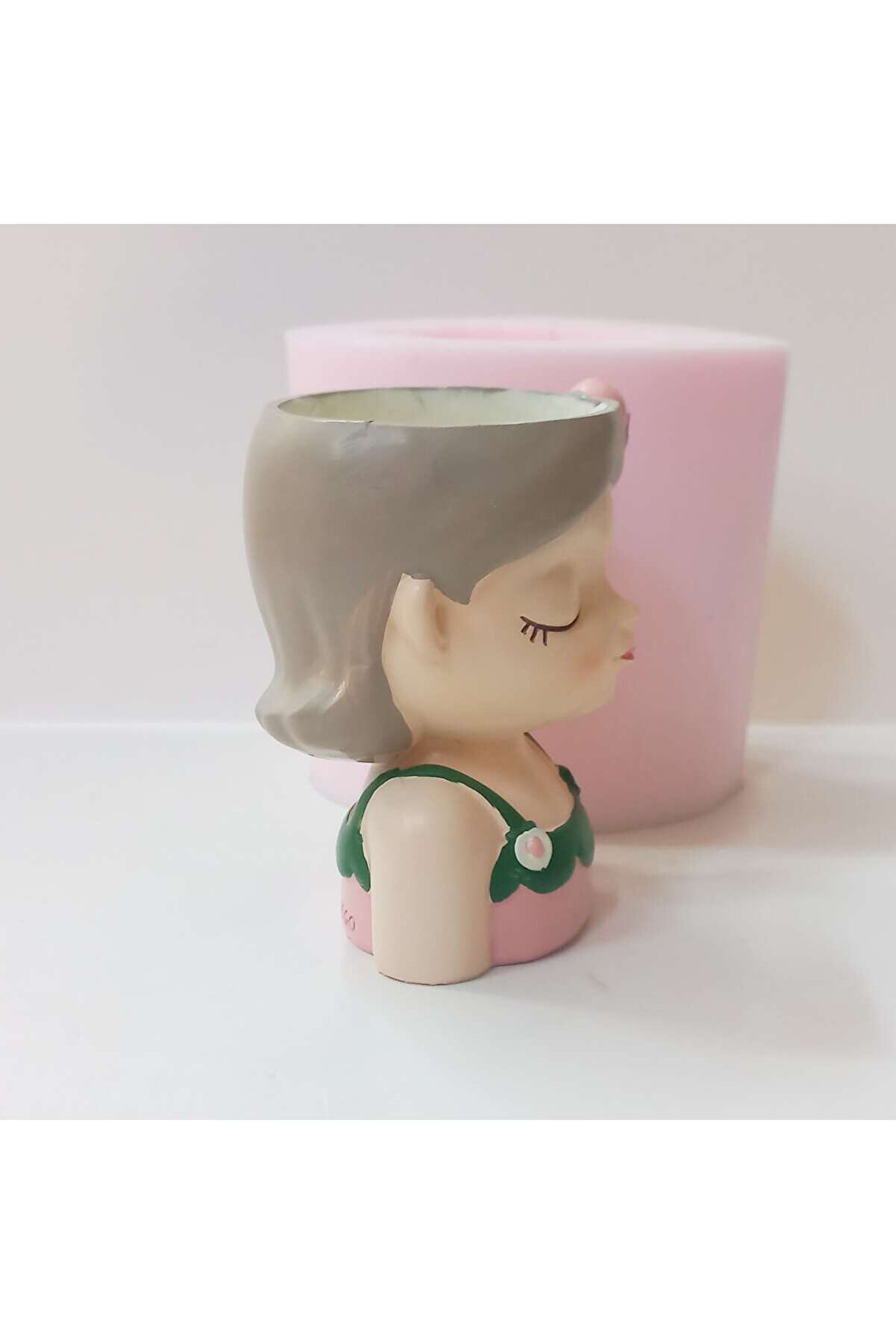 Kalıpcınızburada Kayısılı Kız Saksı Si̇li̇kon Kalıp