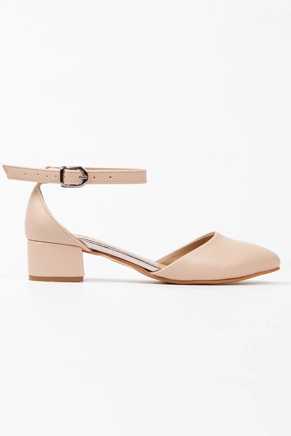 Gult Kadın Karnıyarık Model Kısa Topuklu Ayakkabı Nude