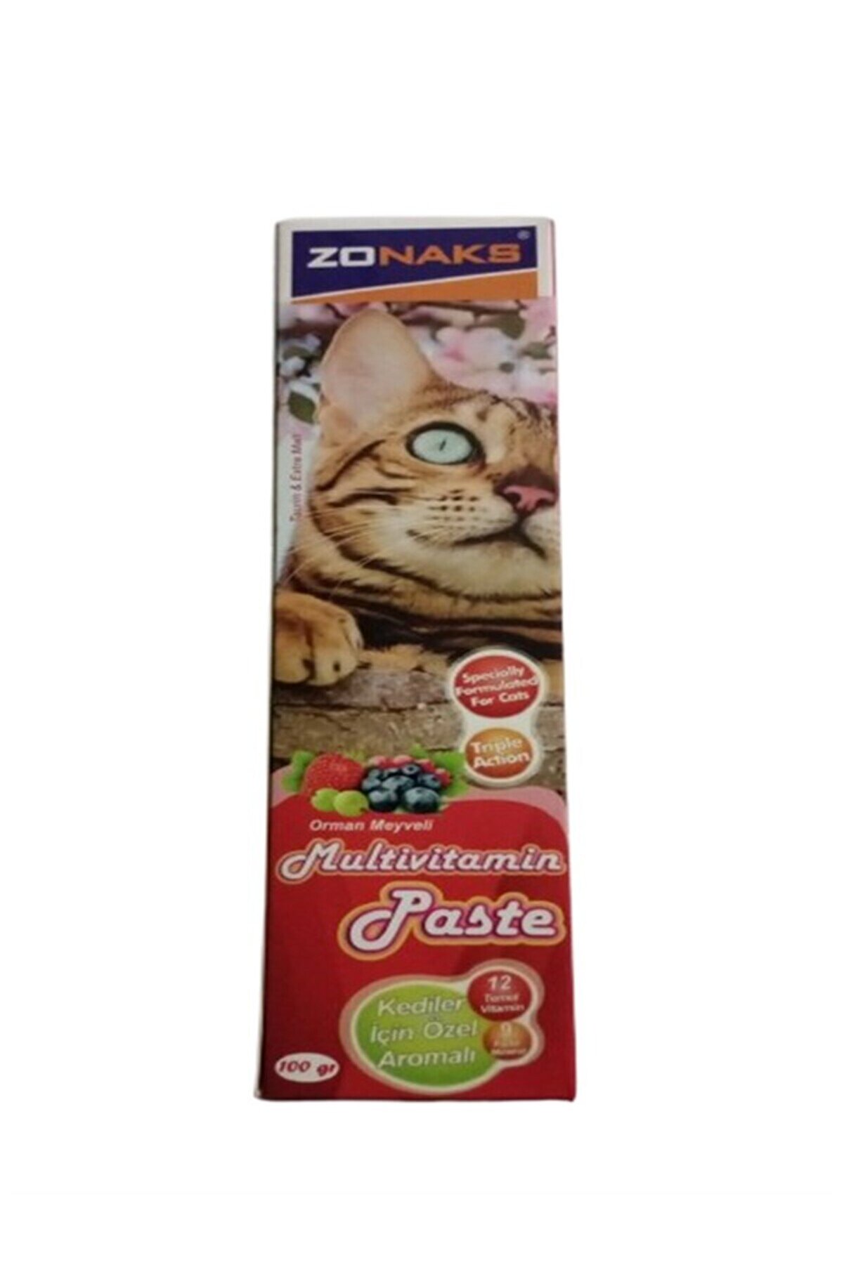 Zonax Kedi̇ler İ&ccedil;i̇n &Ouml;zel Aromalı Multi̇vi̇tami̇n Pasta 12 Vi̇tami̇n - 9 Mi̇neral 100 Gr (Orman Meyveli̇)