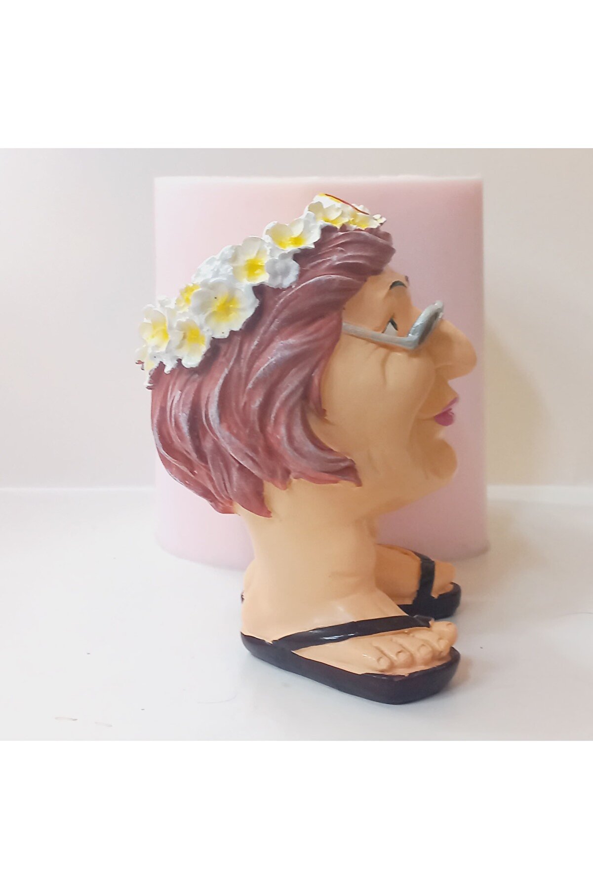 Kalıpcınızburada Gözlüklü Kadın Saksı Si̇li̇kon Kalıp - K7953