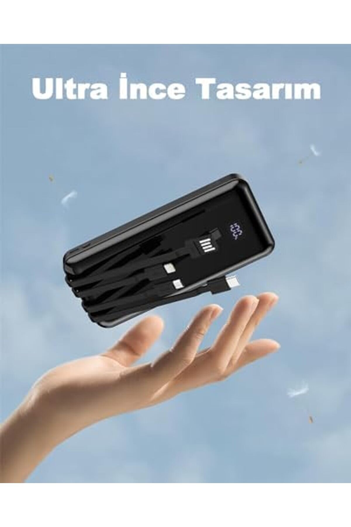 Ynsshopi̇ng 10000 Mah Göstergeli̇ Dahi̇li̇ Kablolu Powerbank 10000 Mah Powerbank - Type C - Usb - Mi̇cro