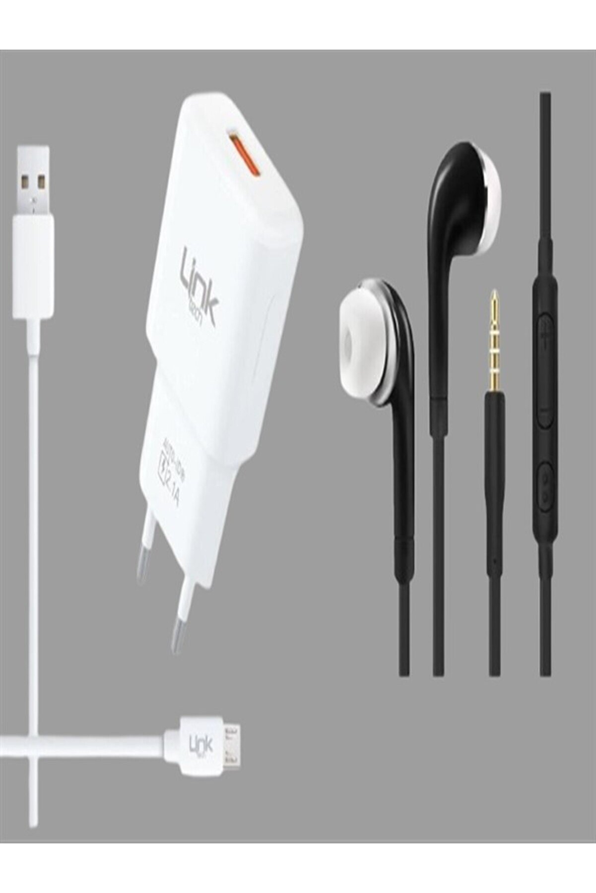 Cmk Toner Li̇nktech Auto Id 2.1A Mi̇cro Usb Kablolu Hızlı Şarj Aleti̇ Lct-T440 + J5 Mi̇krofonlu Kulak I&ccedil;i̇ Kulaklık