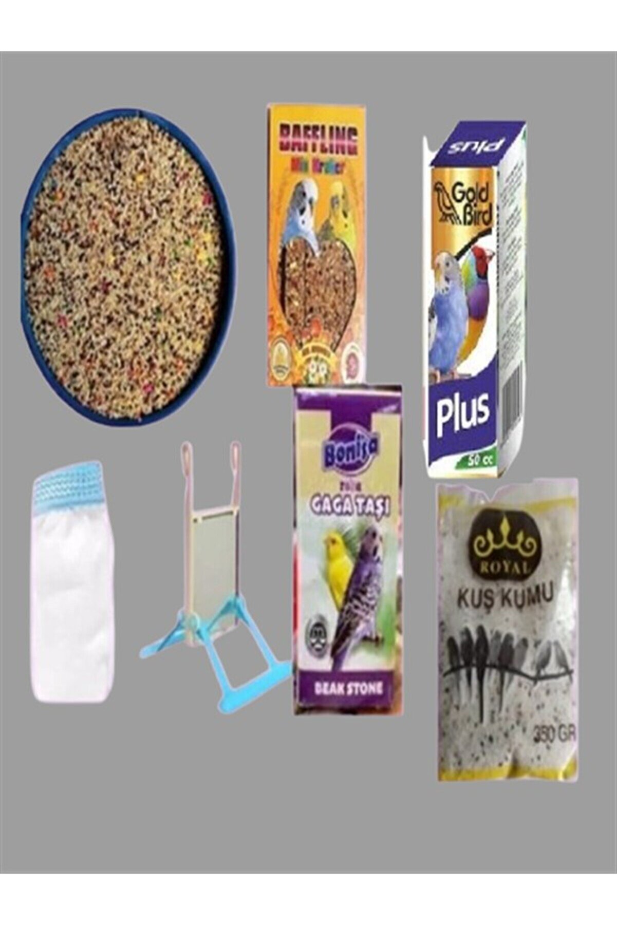 Katzoo Muhabbet Kuşu Besleme Seti̇( Muh. Yemi̇ A&ccedil;ık 2 Kg+ Salınga&ccedil;+Kuş Vi̇tami̇ni̇+Kuş Mi̇neral Taş)