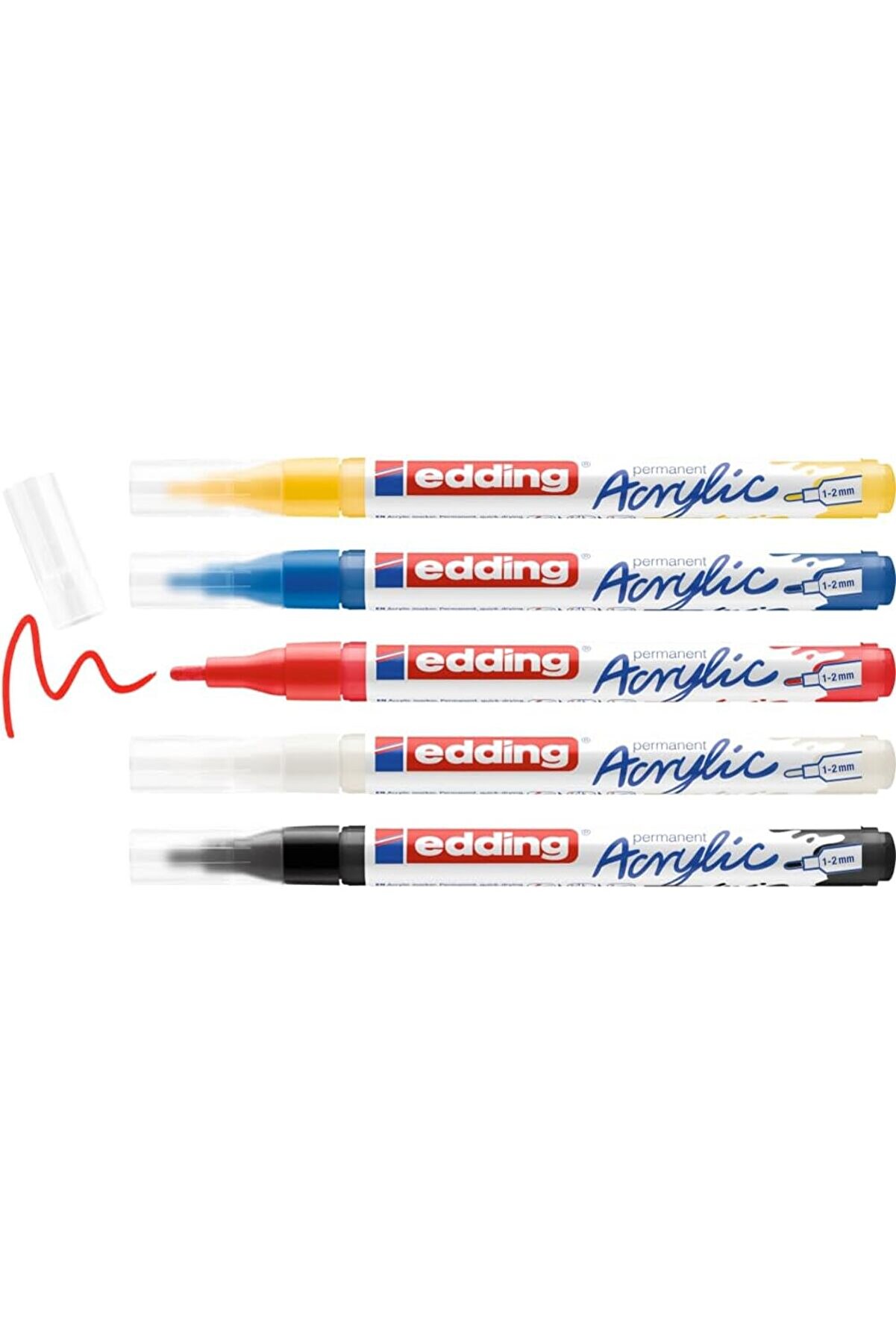 STOREMAX aclyashop 5300 Akrilik Mark&ouml;r 5'Li Set, Temel Renkler, 5 Akrilik Seti, Yuvarlak U&ccedil; 1-2 mm NewDesing